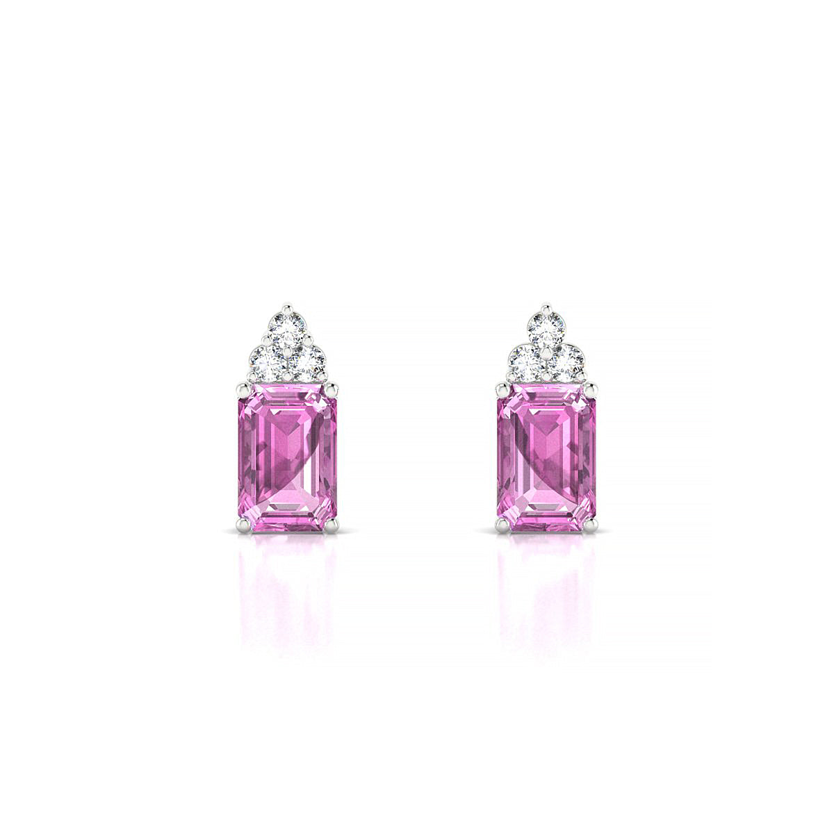 Mirage | 18k White Gold 6 x 4 mm Emerald Pink Sapphire Earrings