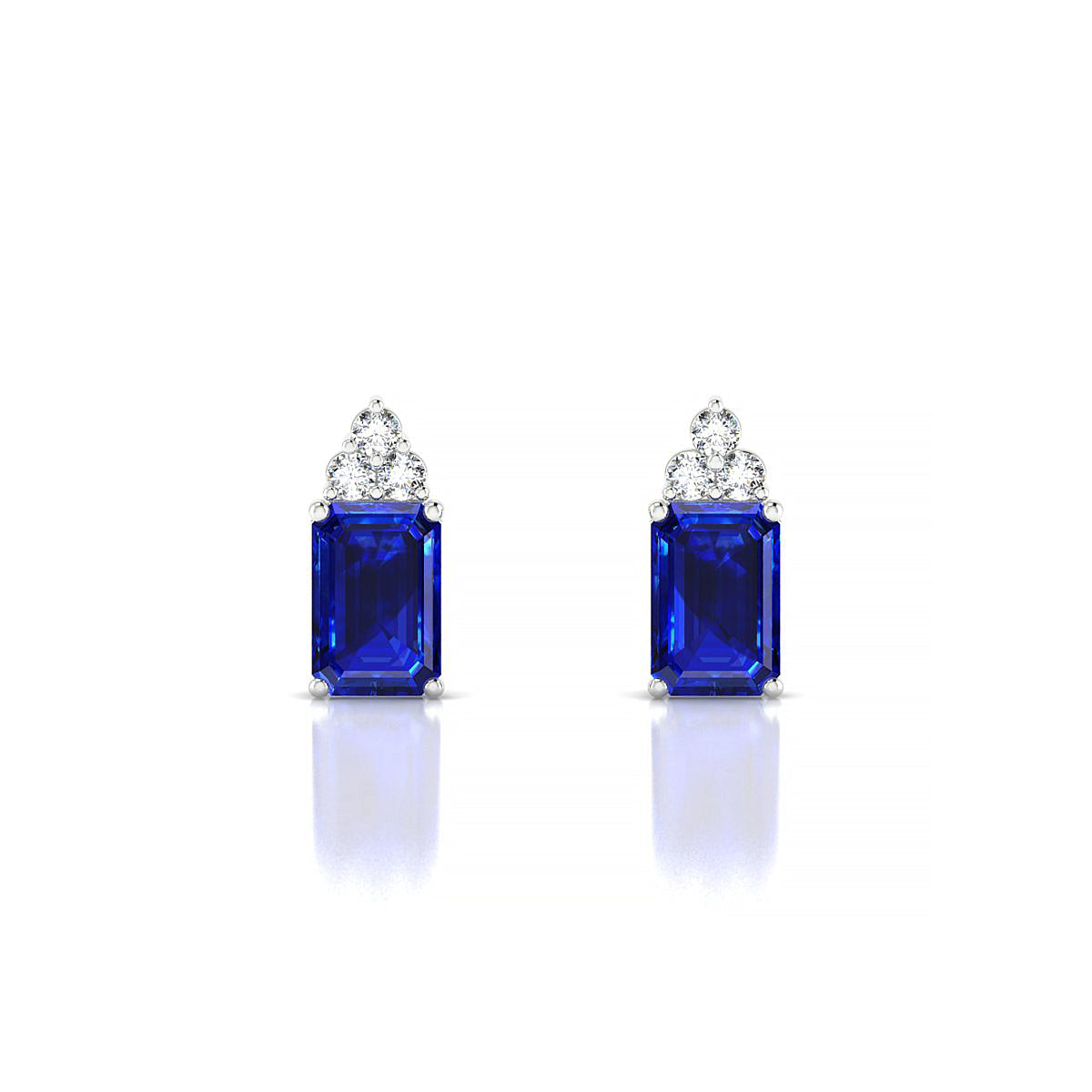 Mirage | 18k White Gold 6 x 4 mm Emerald Sapphire Earrings