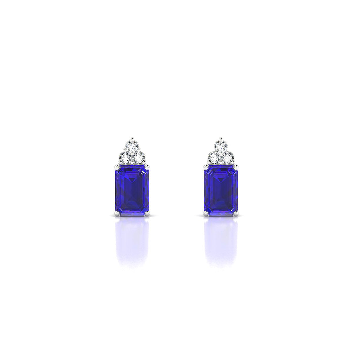 Mirage | 18k White Gold 6 x 4 mm Emerald Tanzanite Earrings