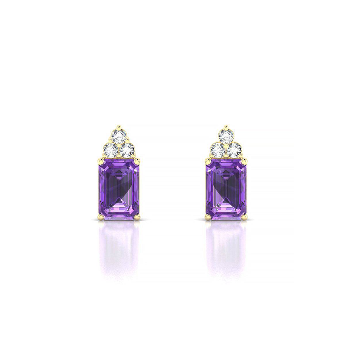 Mirage | 18k Yellow Gold 6 x 4 mm Emerald Amethyst Earrings