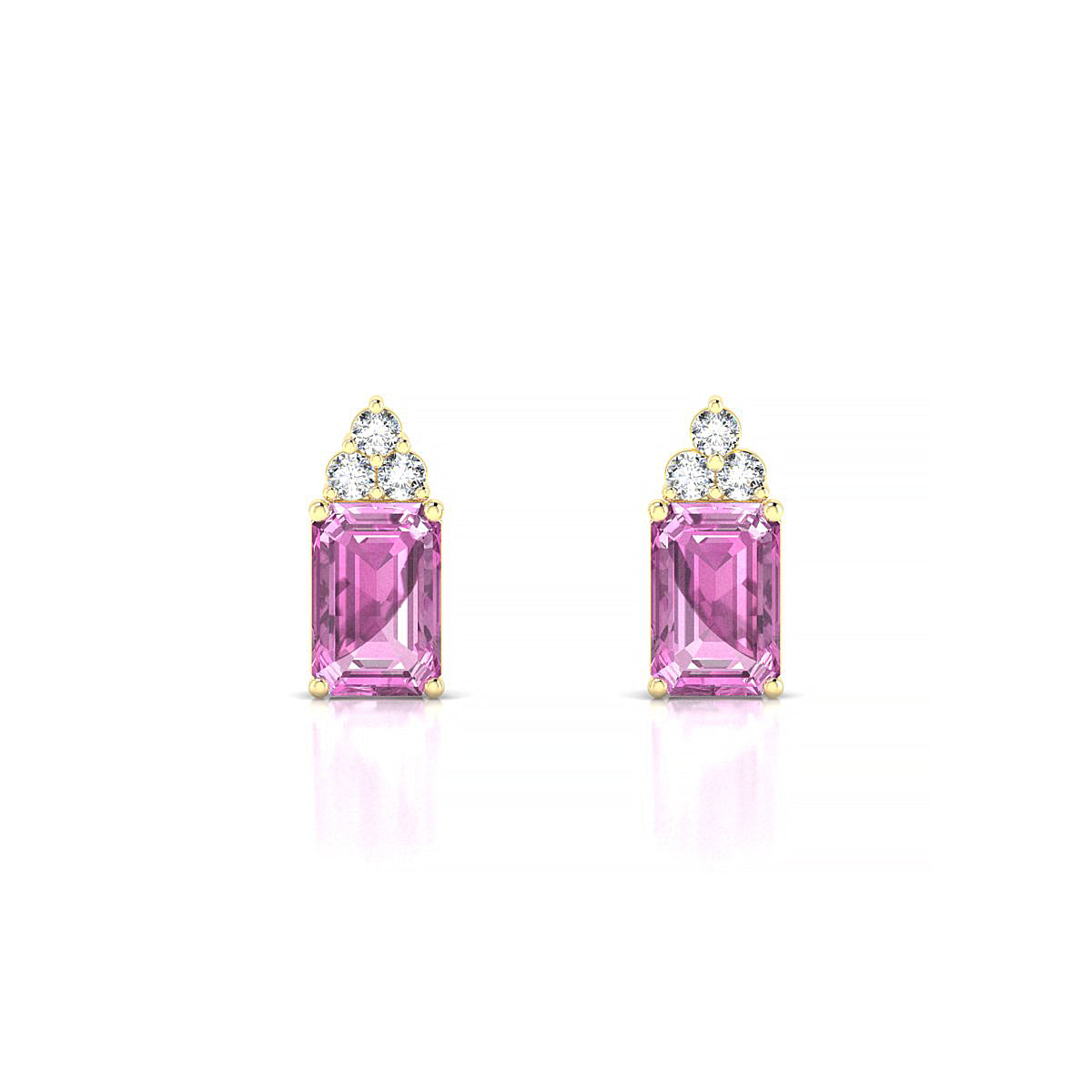 Mirage | 18k Yellow Gold 6 x 4 mm Emerald Pink Sapphire Earrings