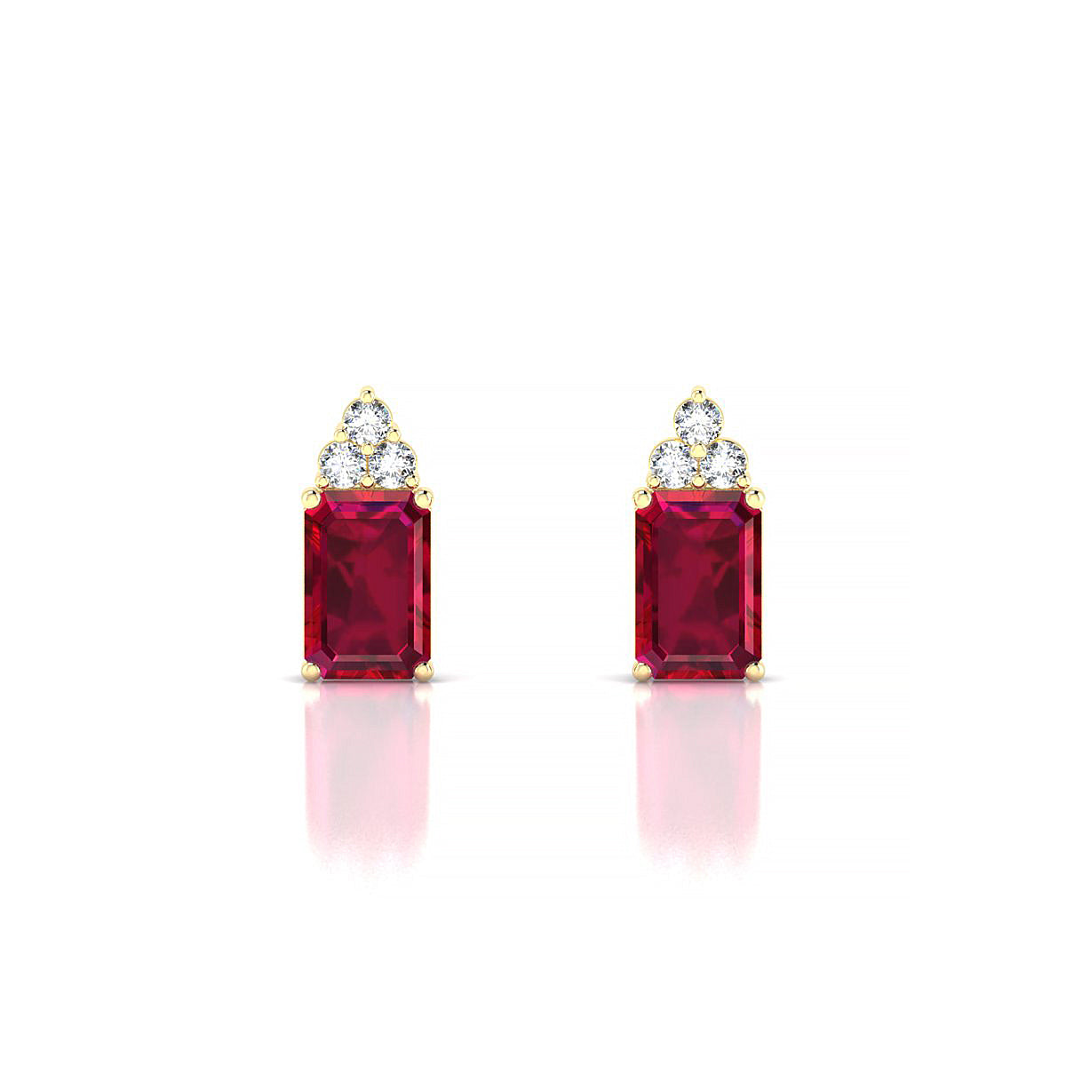 Mirage | 18k Yellow Gold 6 x 4 mm Emerald Ruby Earrings