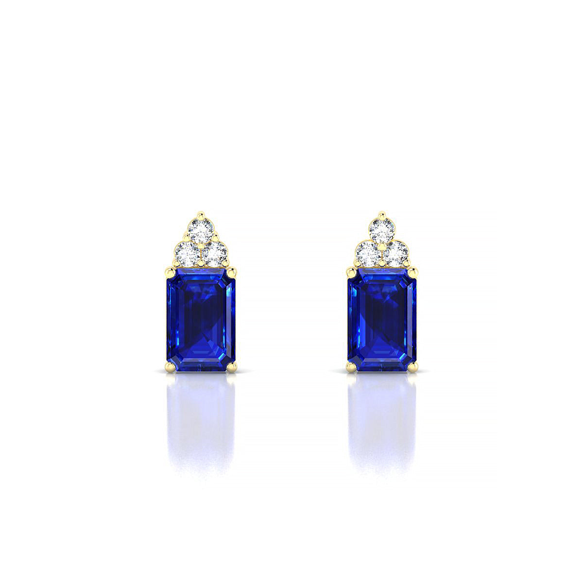 Mirage | 18k Yellow Gold 6 x 4 mm Emerald Sapphire Earrings