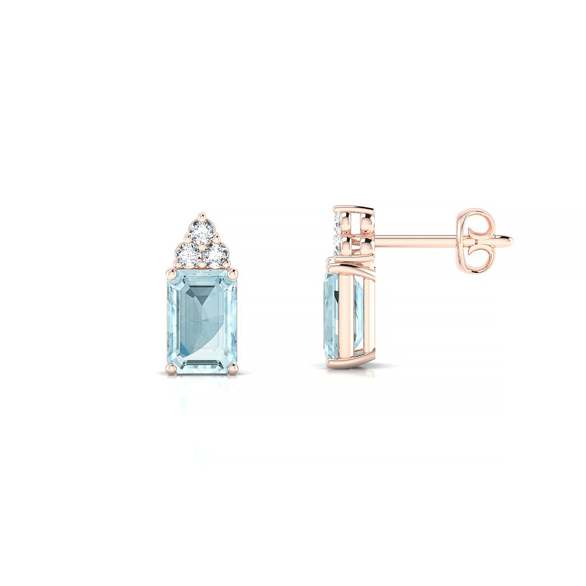 Mirage | 18k Rose Gold 6 x 4 mm Emerald Aquamarine Earrings