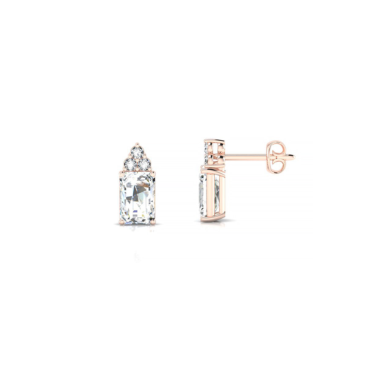 Mirage | 18k Rose Gold 6 x 4 mm Emerald Diamond Earrings