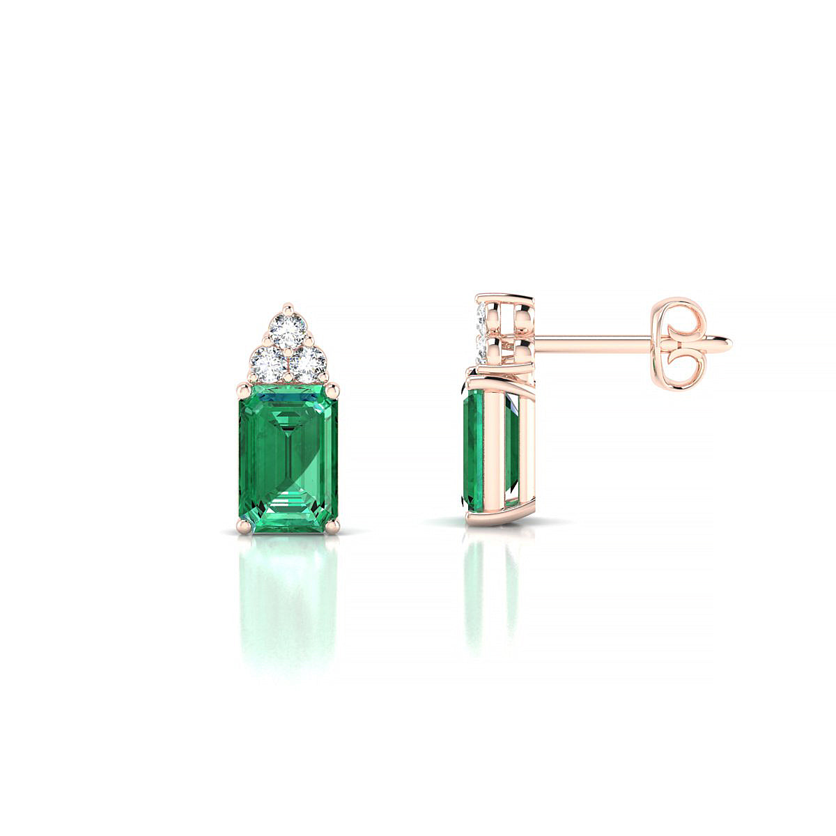 Mirage | 18k Rose Gold 6 x 4 mm Emerald Emerald Earrings