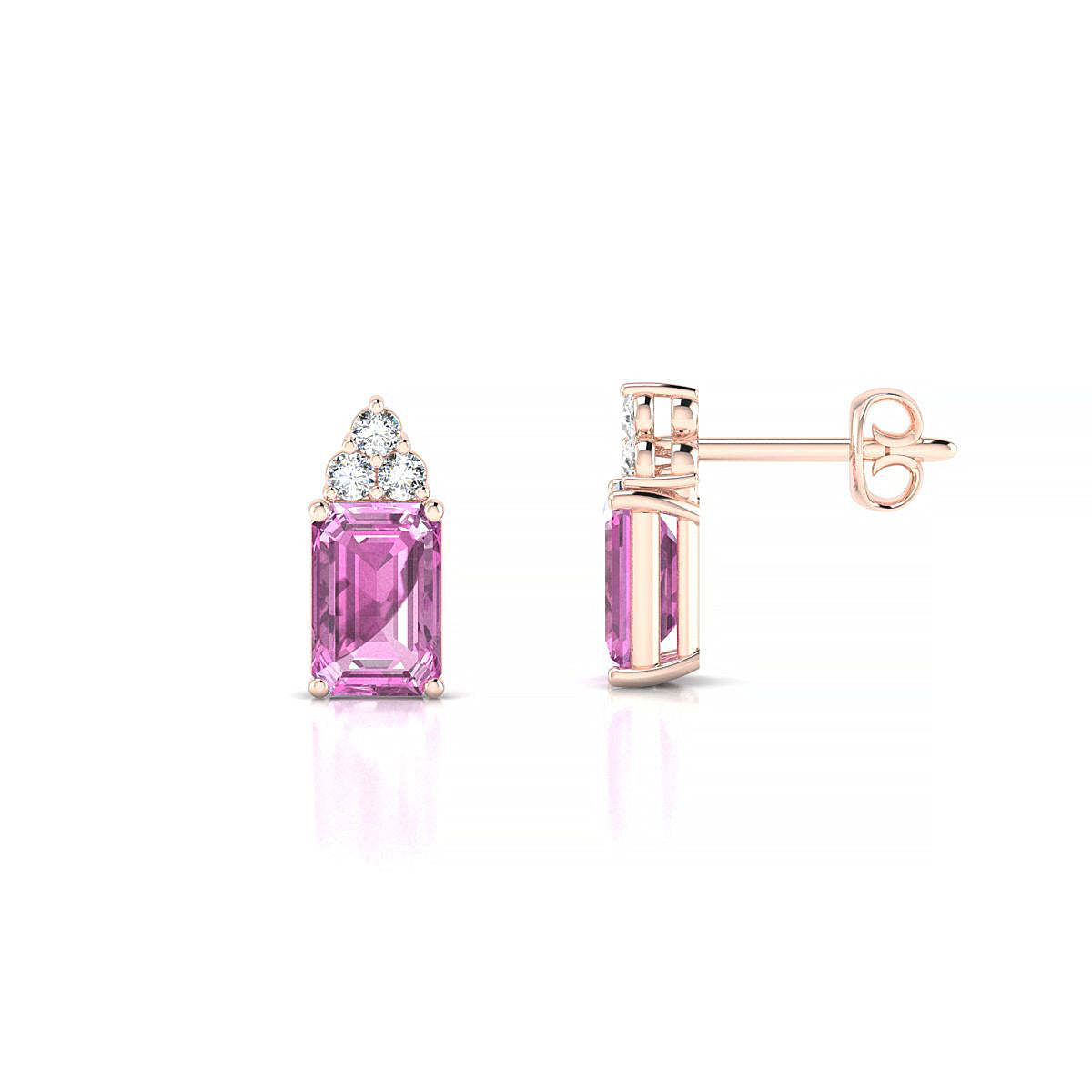 Mirage | 18k Rose Gold 6 x 4 mm Emerald Pink Sapphire Earrings