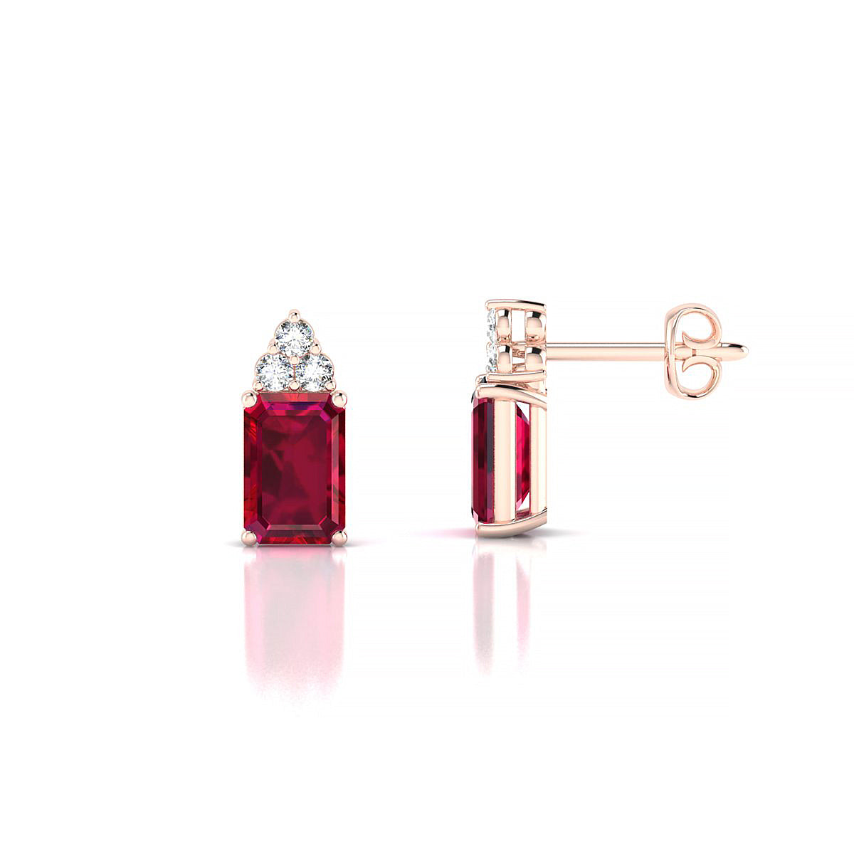 Mirage | 18k Rose Gold 6 x 4 mm Emerald Ruby Earrings
