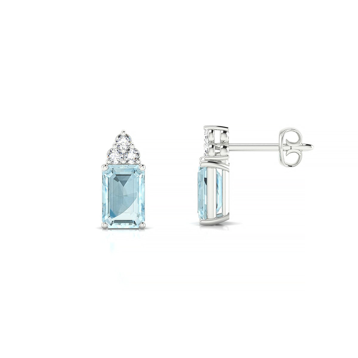 Mirage | 18k White Gold 6 x 4 mm Emerald Aquamarine Earrings