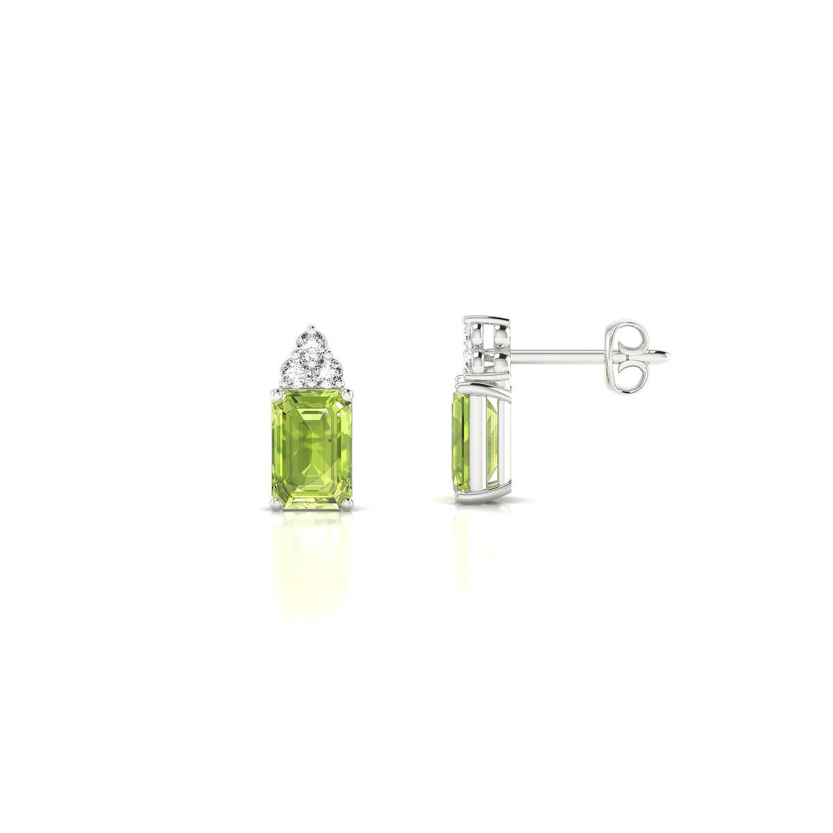 Mirage | 18k White Gold 6 x 4 mm Emerald Peridot Earrings