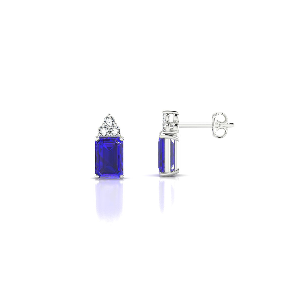 Mirage | 18k White Gold 6 x 4 mm Emerald Tanzanite Earrings