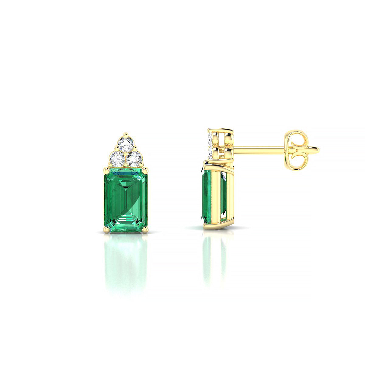 Mirage | 18k Yellow Gold 6 x 4 mm Emerald Emerald Earrings