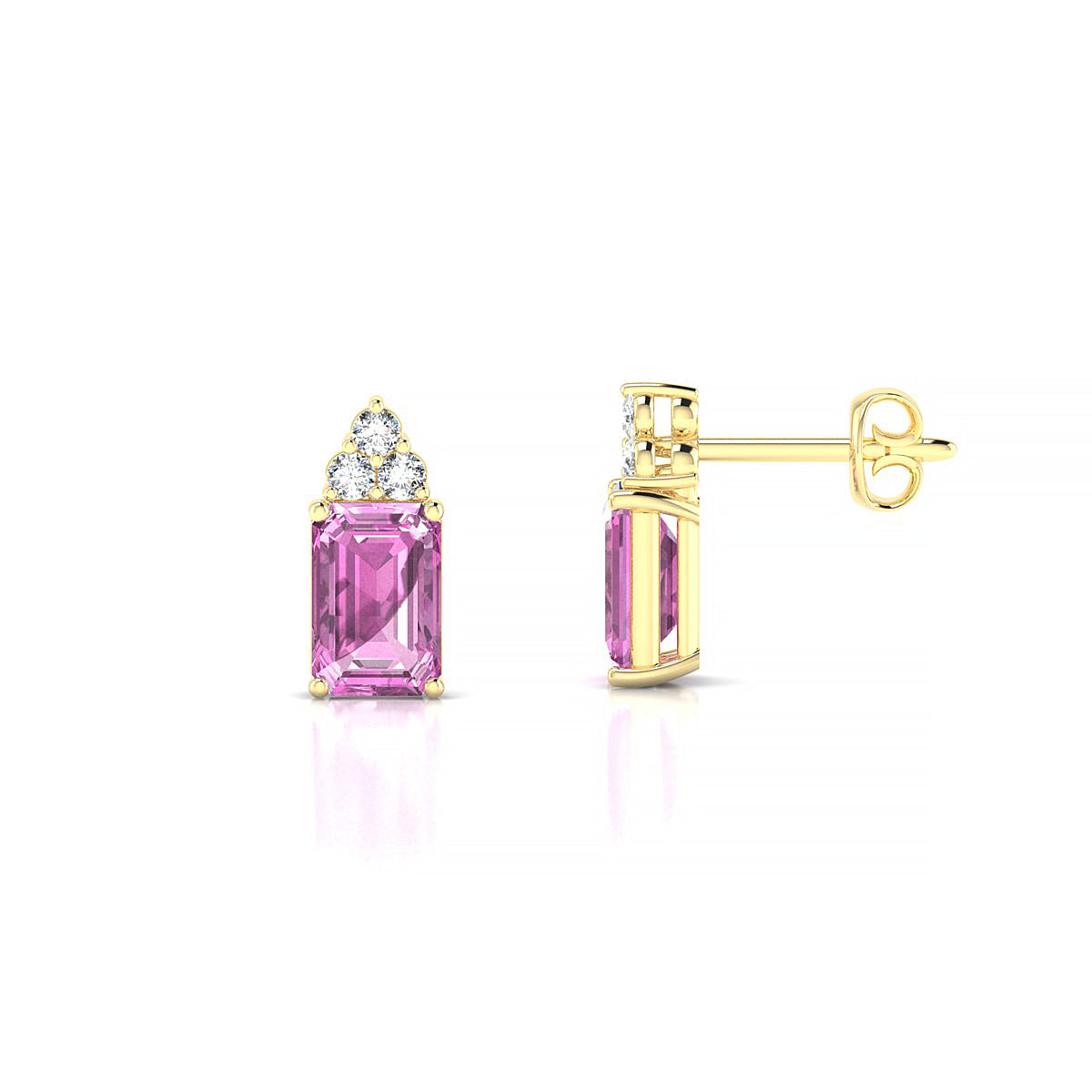 Mirage | 18k Yellow Gold 6 x 4 mm Emerald Pink Sapphire Earrings