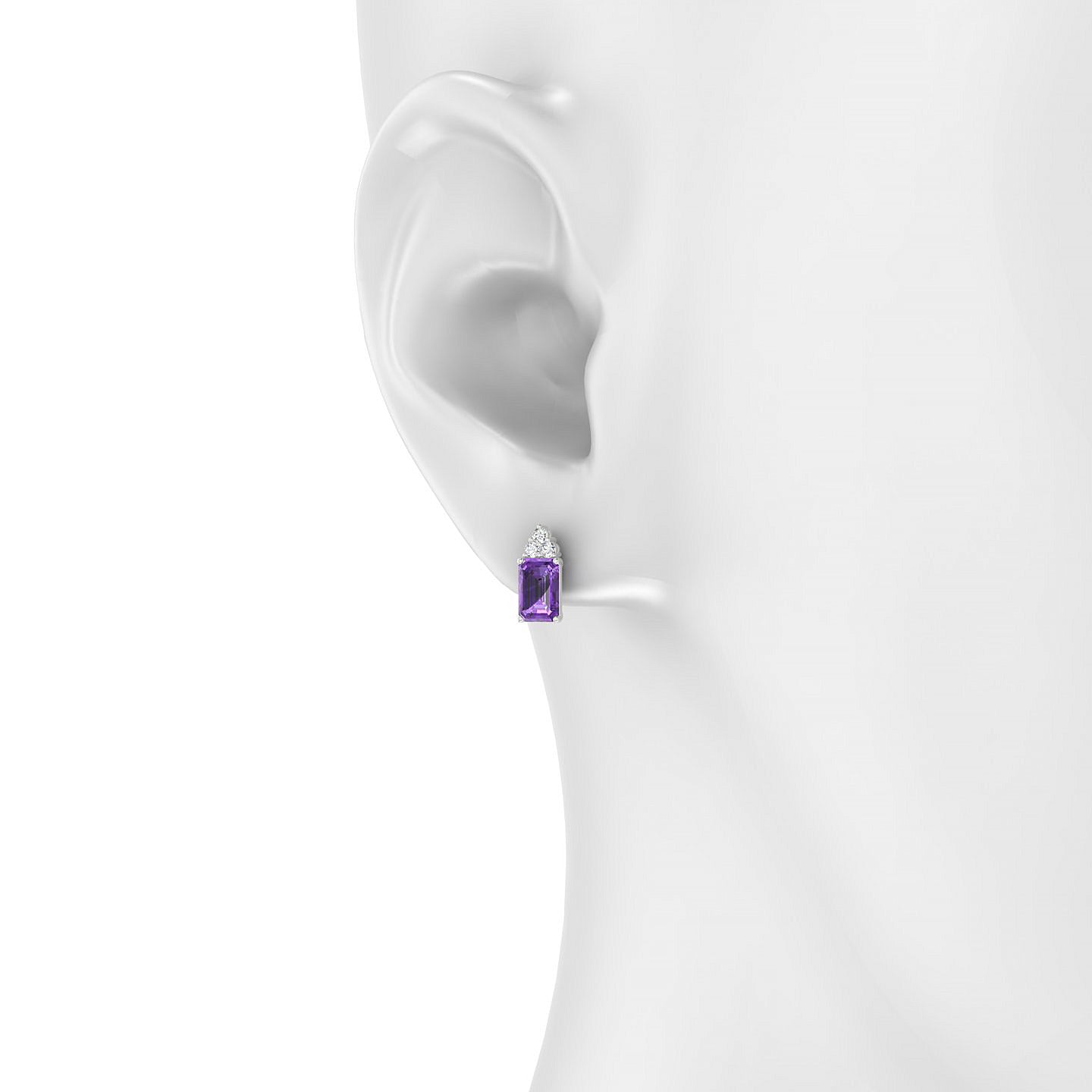 Mirage | 18k White Gold 6 x 4 mm Emerald Amethyst Earrings