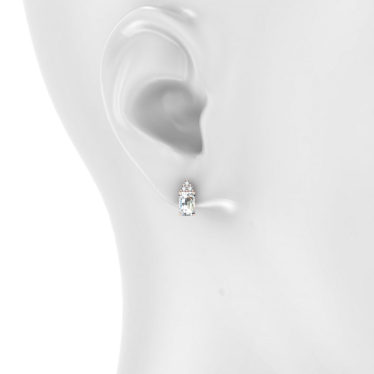 Mirage | 18k Rose Gold 6 x 4 mm Emerald Diamond Earrings