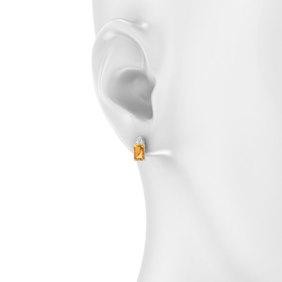 Mirage | 18k White Gold 6 x 4 mm Emerald Citrine Earrings