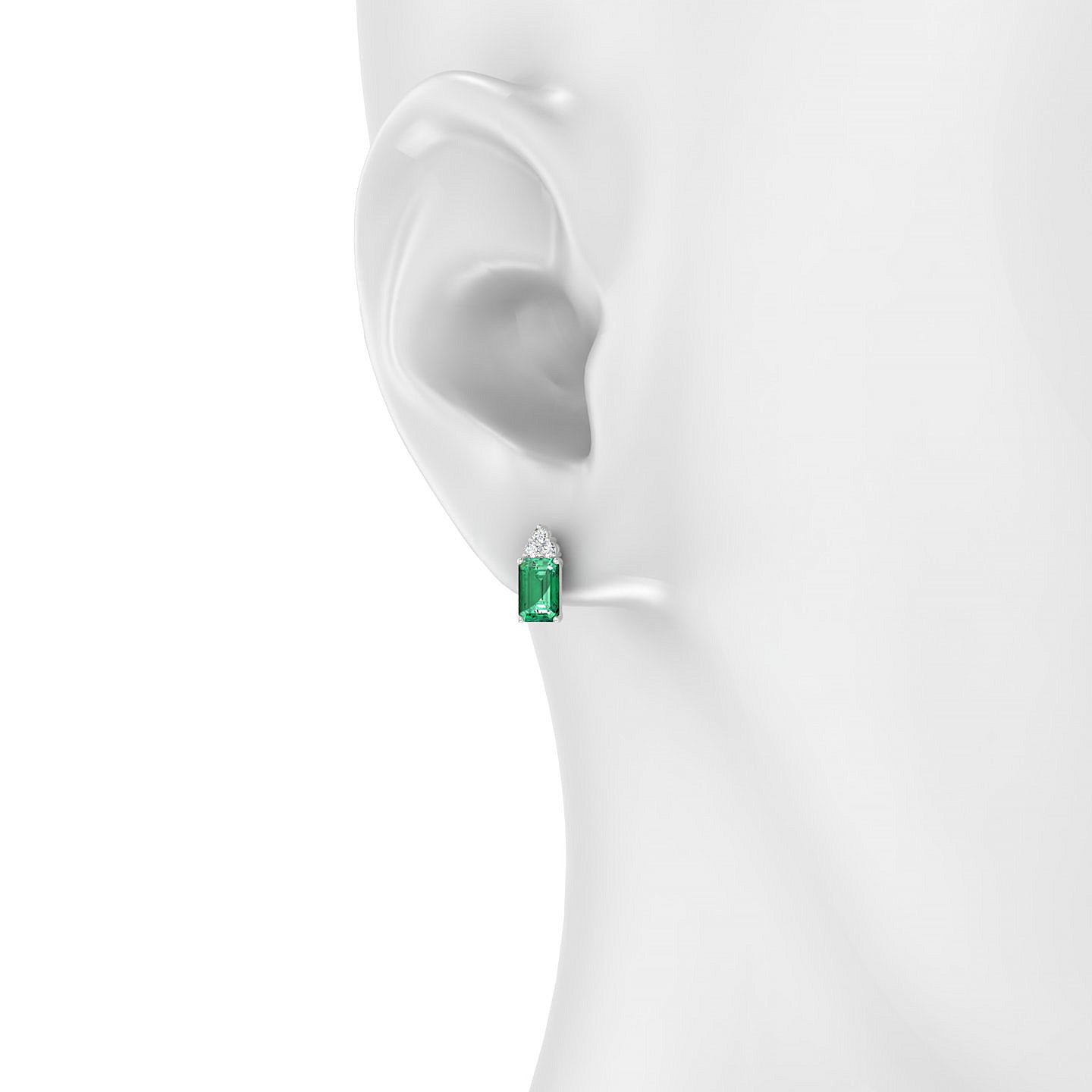 Mirage | 18k White Gold 6 x 4 mm Emerald Emerald Earrings
