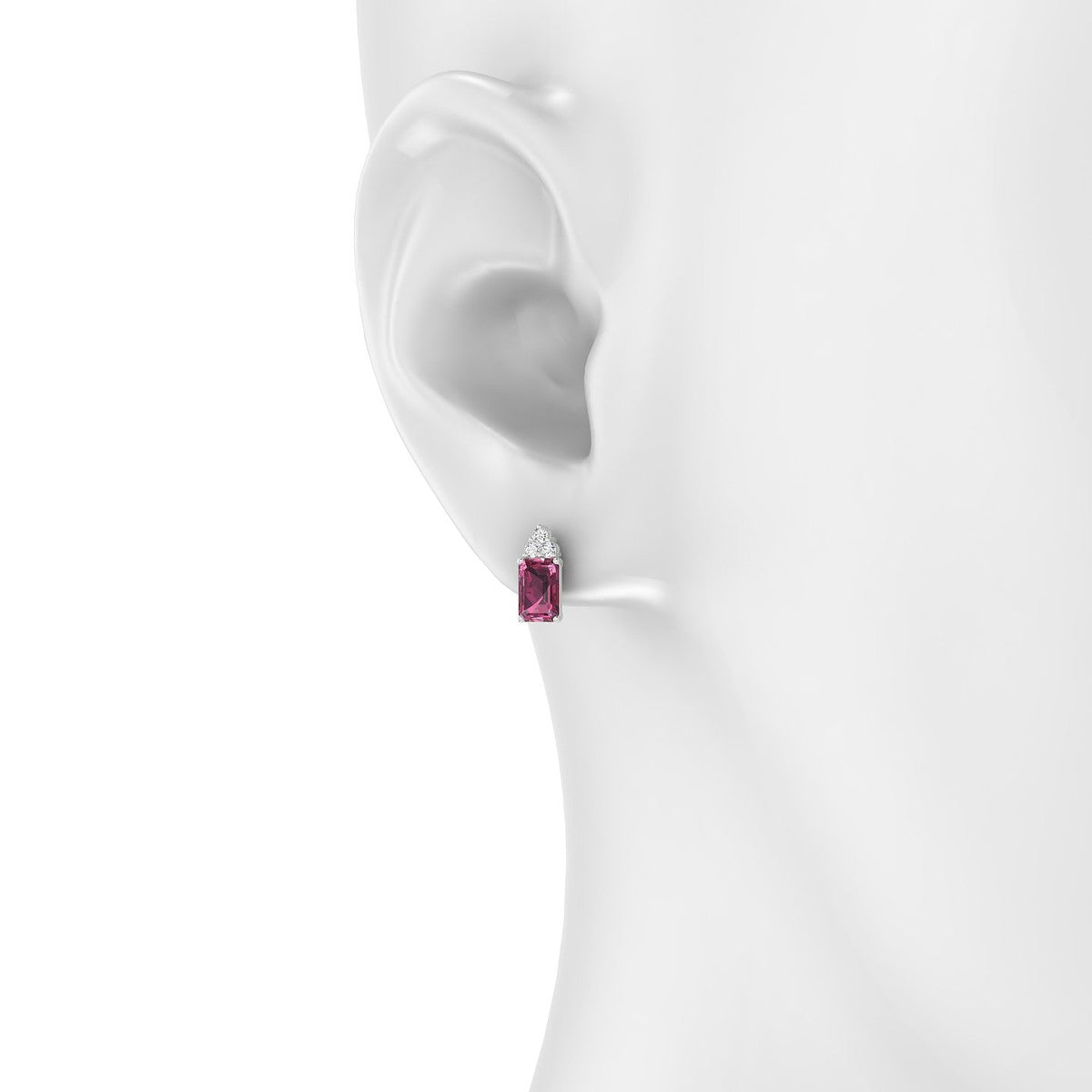 Mirage | 18k White Gold 6 x 4 mm Emerald Rhodolite Earrings