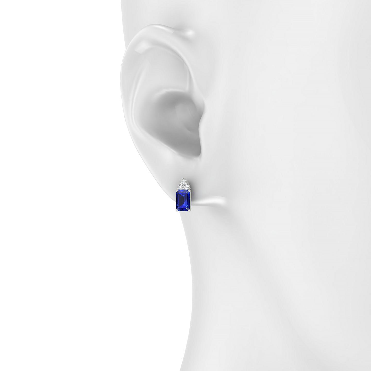 Mirage | 18k White Gold 6 x 4 mm Emerald Sapphire Earrings