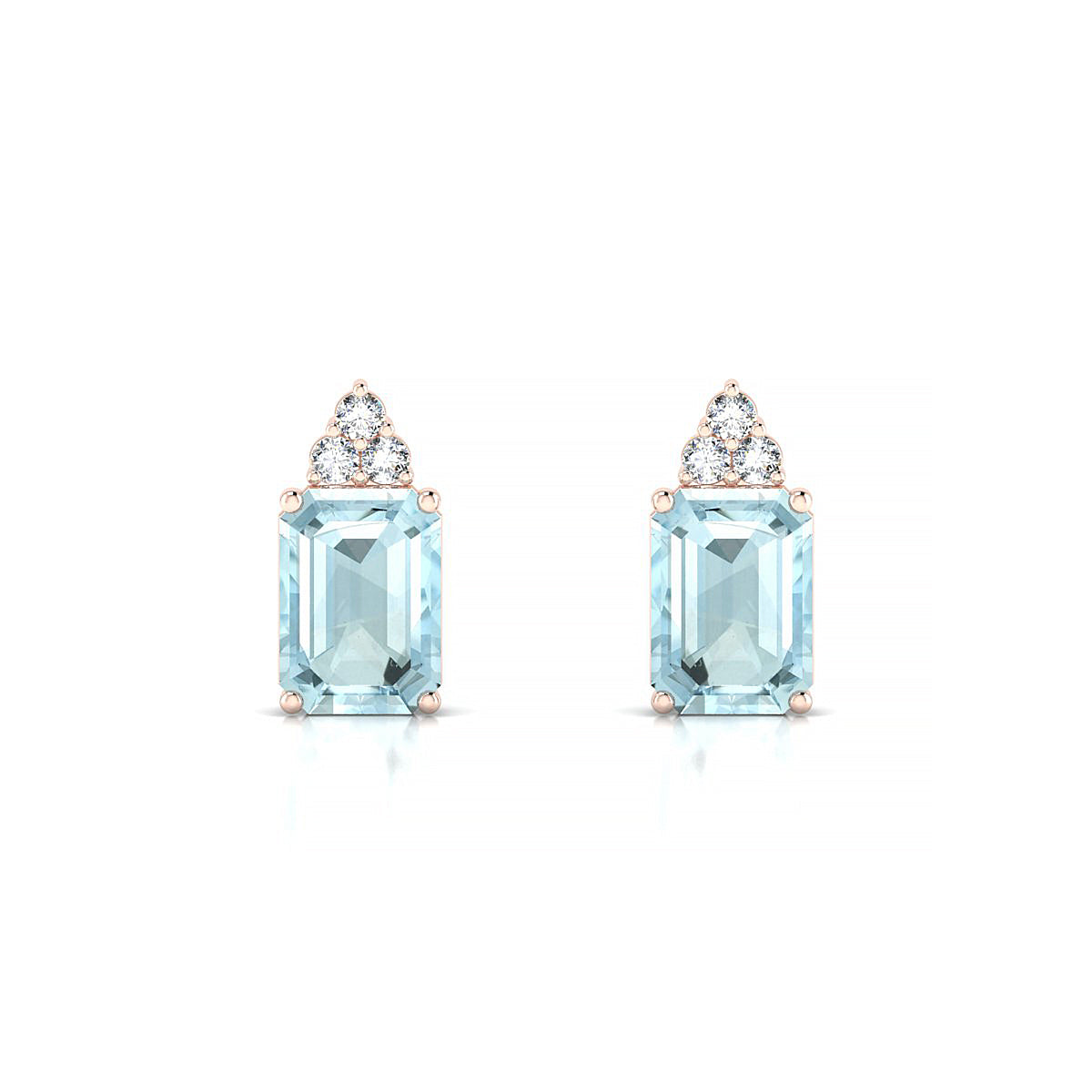 Mirage | 18k Rose Gold 7 x 5 mm Emerald Aquamarine Earrings