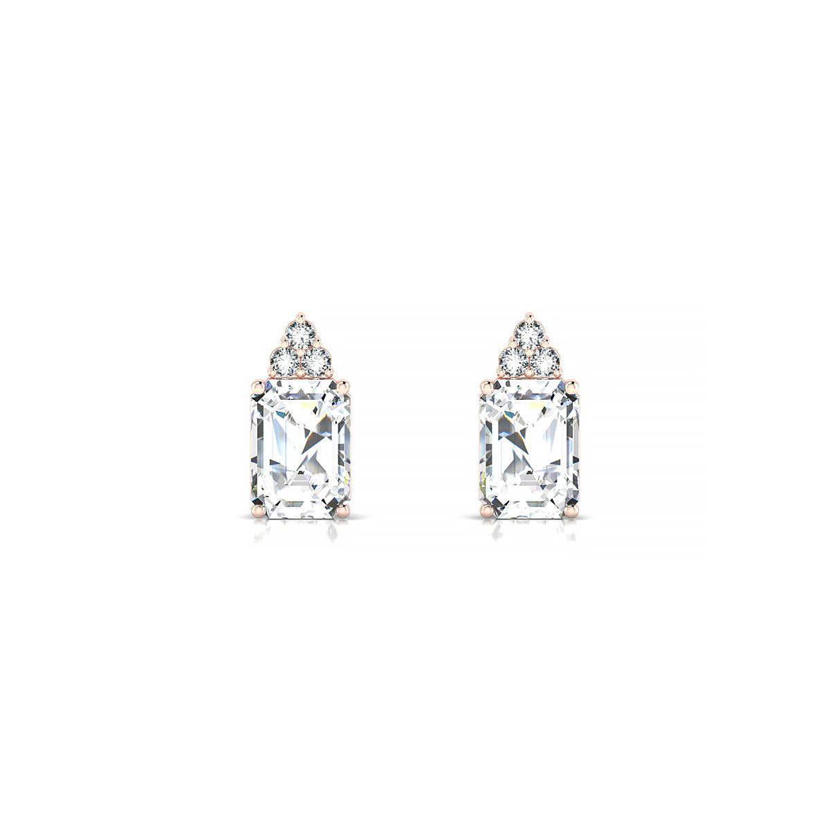Mirage | 18k Rose Gold 7 x 5 mm Emerald Diamond Earrings