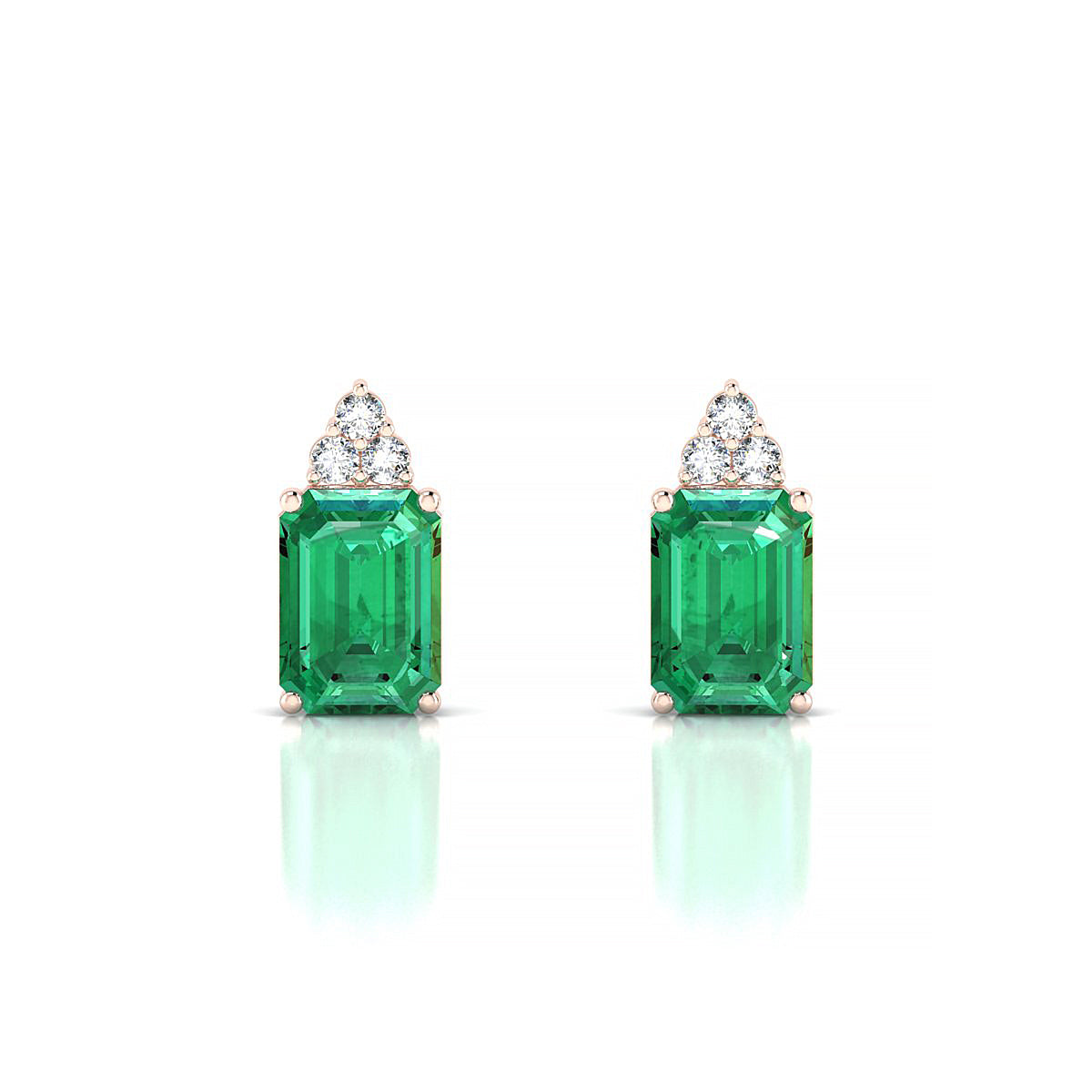 Mirage | 18k Rose Gold 7 x 5 mm Emerald Emerald Earrings