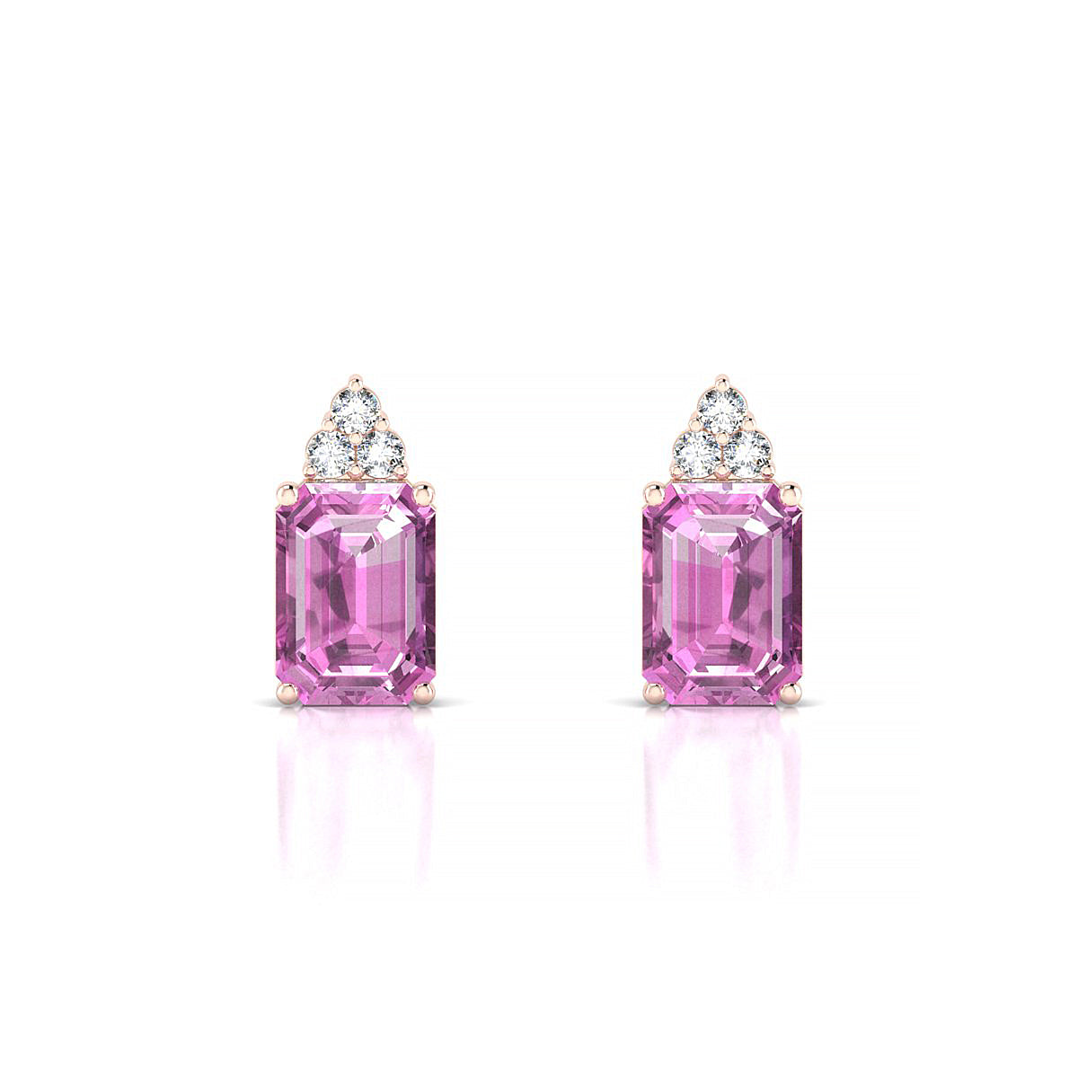 Mirage | 18k Rose Gold 7 x 5 mm Emerald Pink Sapphire Earrings