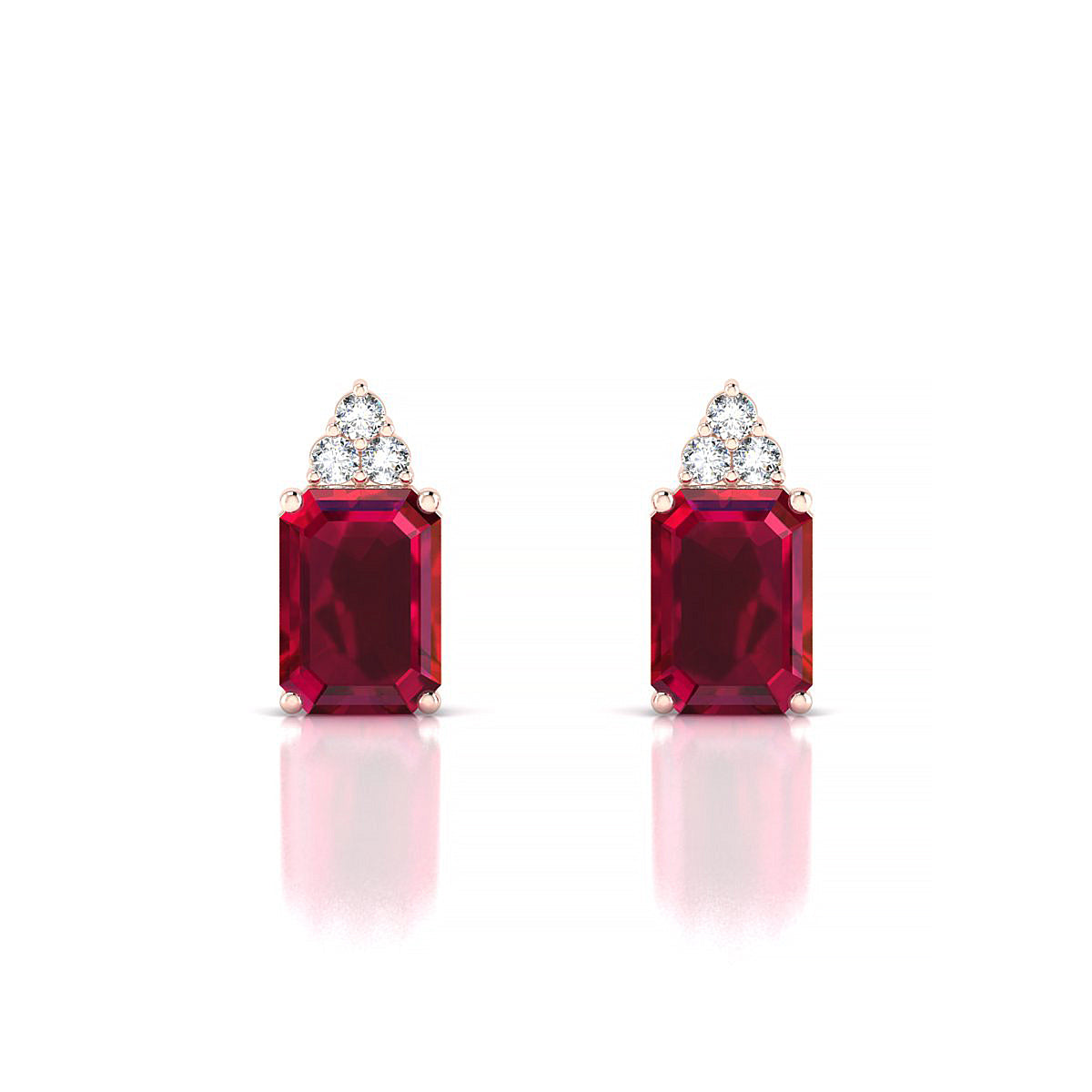 Mirage | 18k Rose Gold 7 x 5 mm Emerald Ruby Earrings