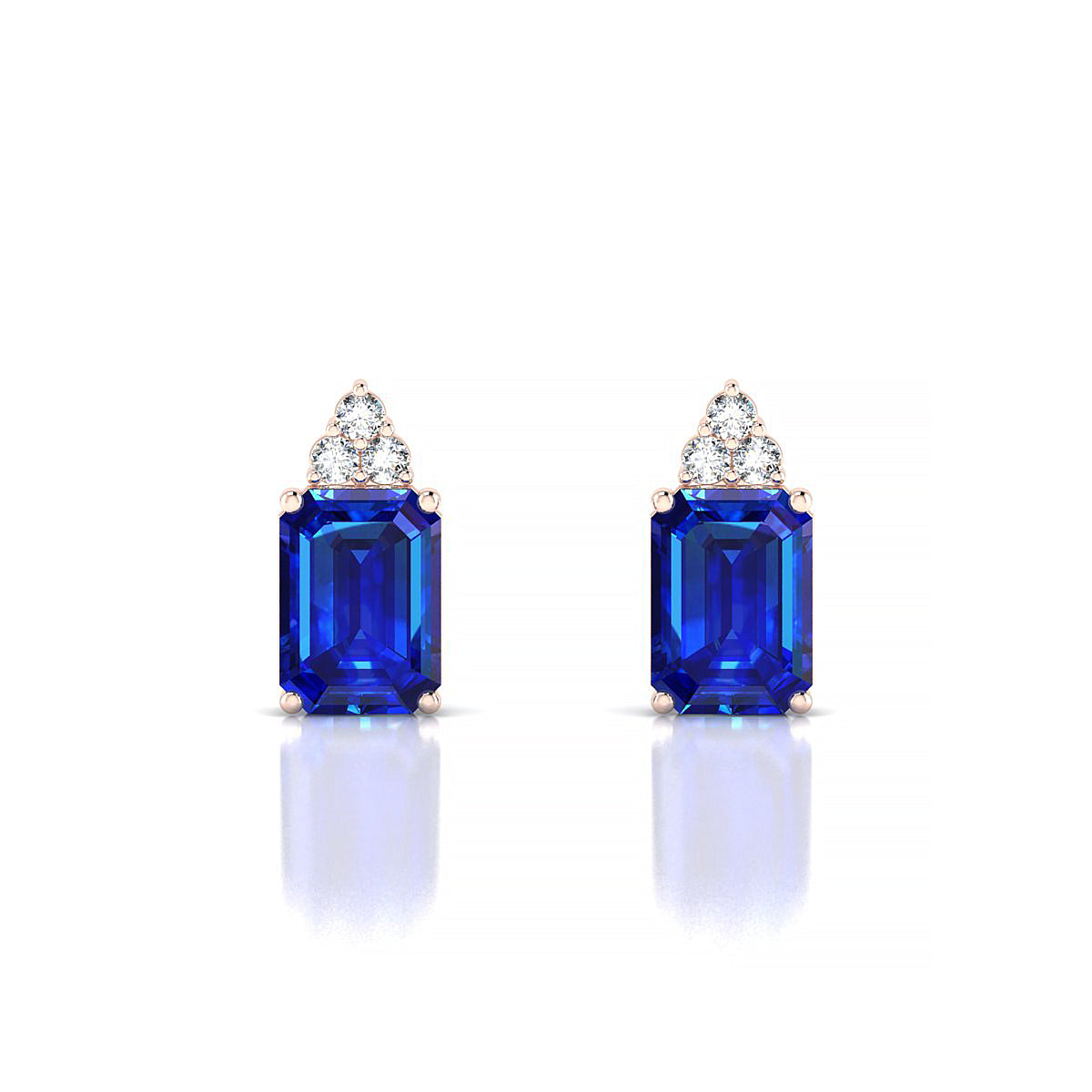 Mirage | 18k Rose Gold 7 x 5 mm Emerald Sapphire Earrings