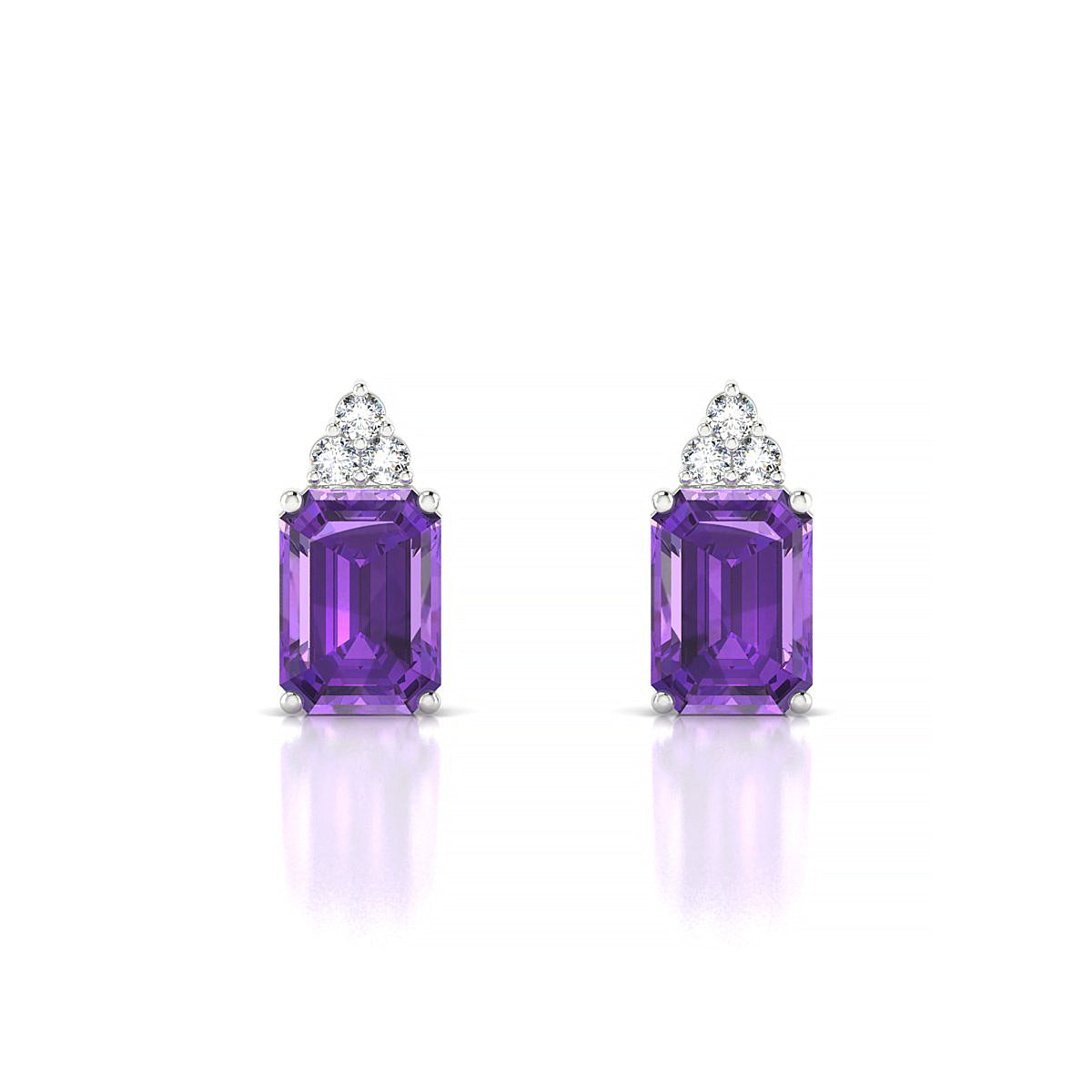 Mirage | 18k White Gold 7 x 5 mm Emerald Amethyst Earrings
