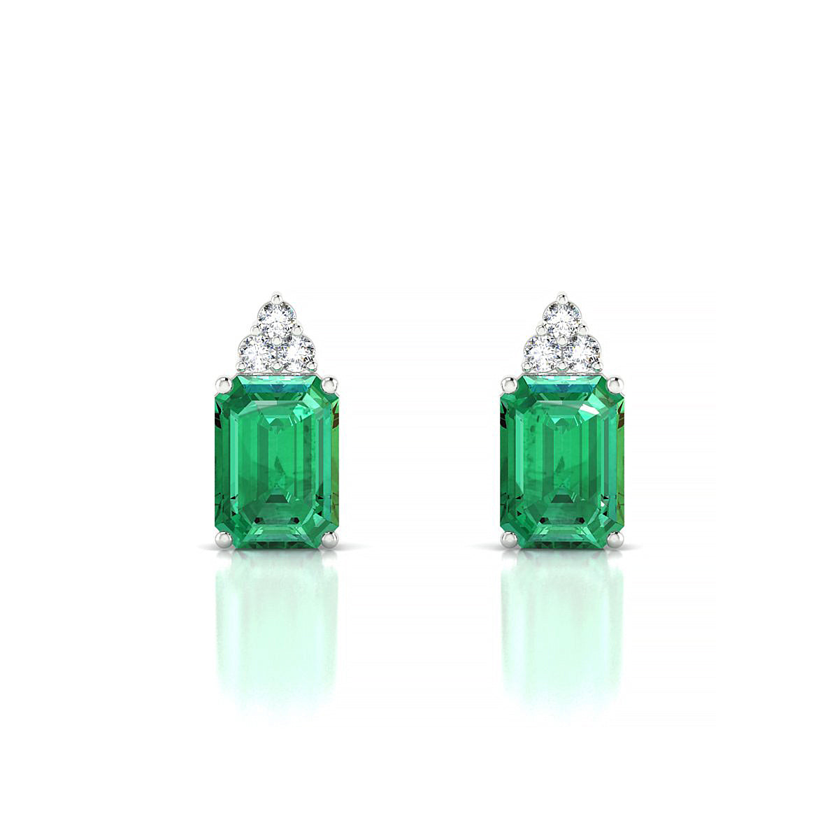 Mirage | 18k White Gold 7 x 5 mm Emerald Emerald Earrings