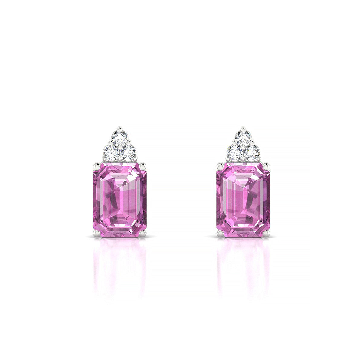 Mirage | 18k White Gold 7 x 5 mm Emerald Pink Sapphire Earrings