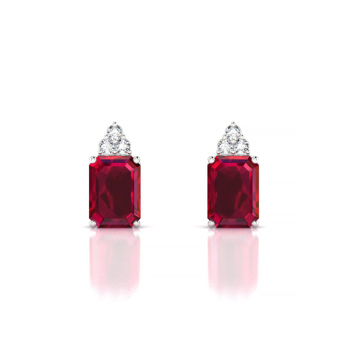 Mirage | 18k White Gold 7 x 5 mm Emerald Ruby Earrings