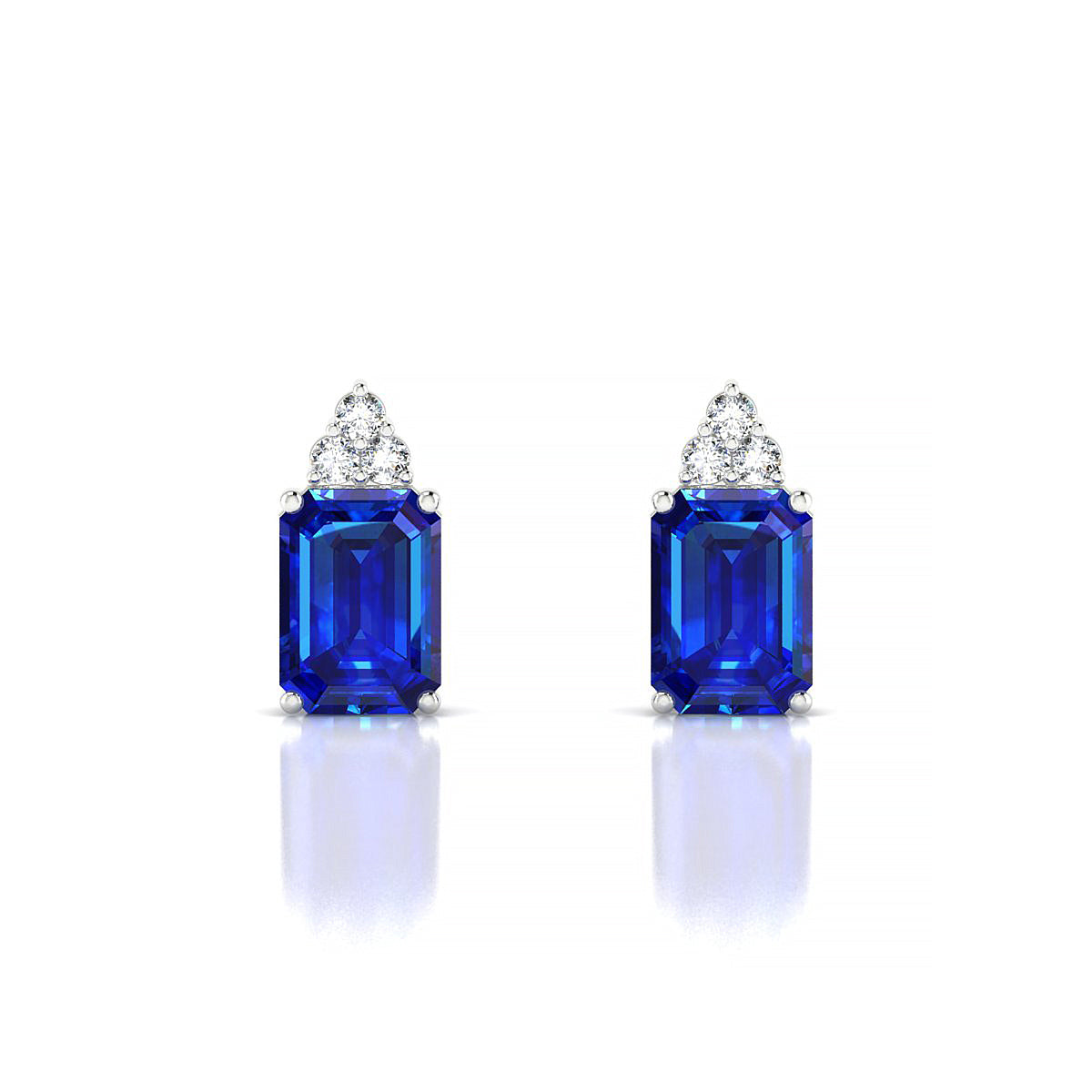 Mirage | 18k White Gold 7 x 5 mm Emerald Sapphire Earrings