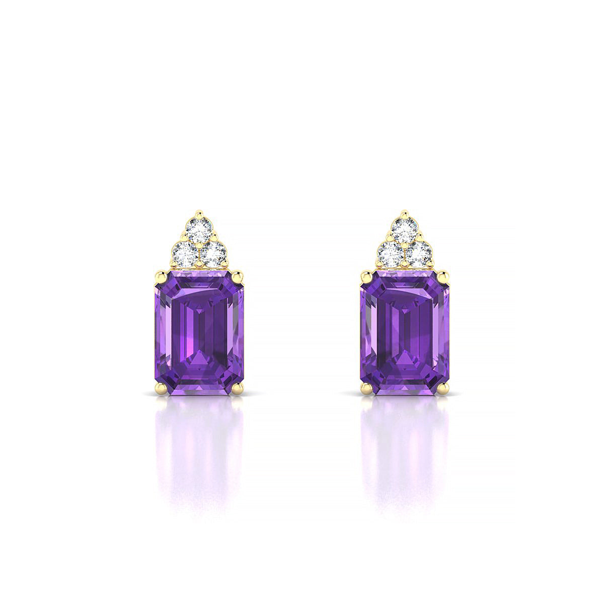 Mirage | 18k Yellow Gold 7 x 5 mm Emerald Amethyst Earrings