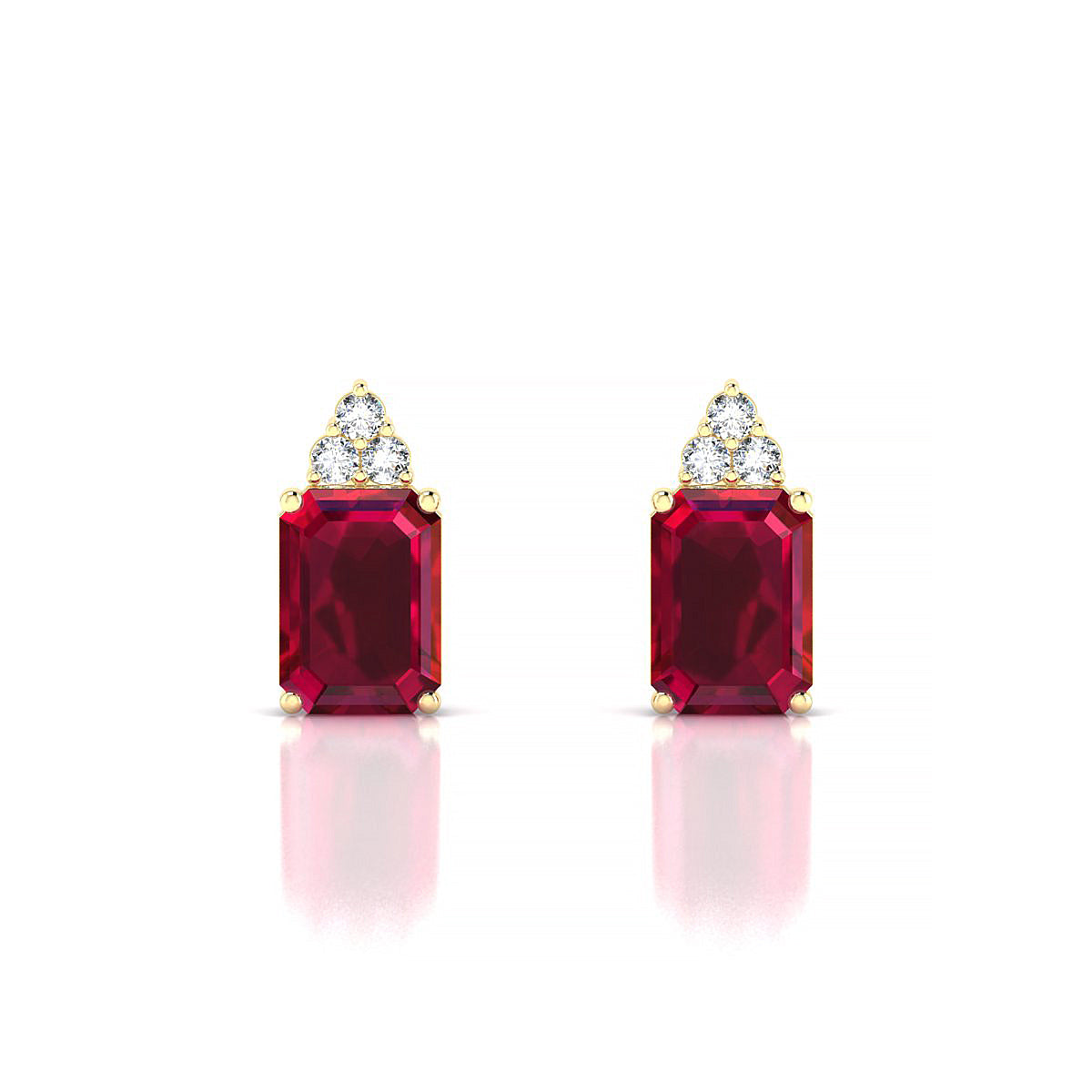 Mirage | 18k Yellow Gold 7 x 5 mm Emerald Ruby Earrings