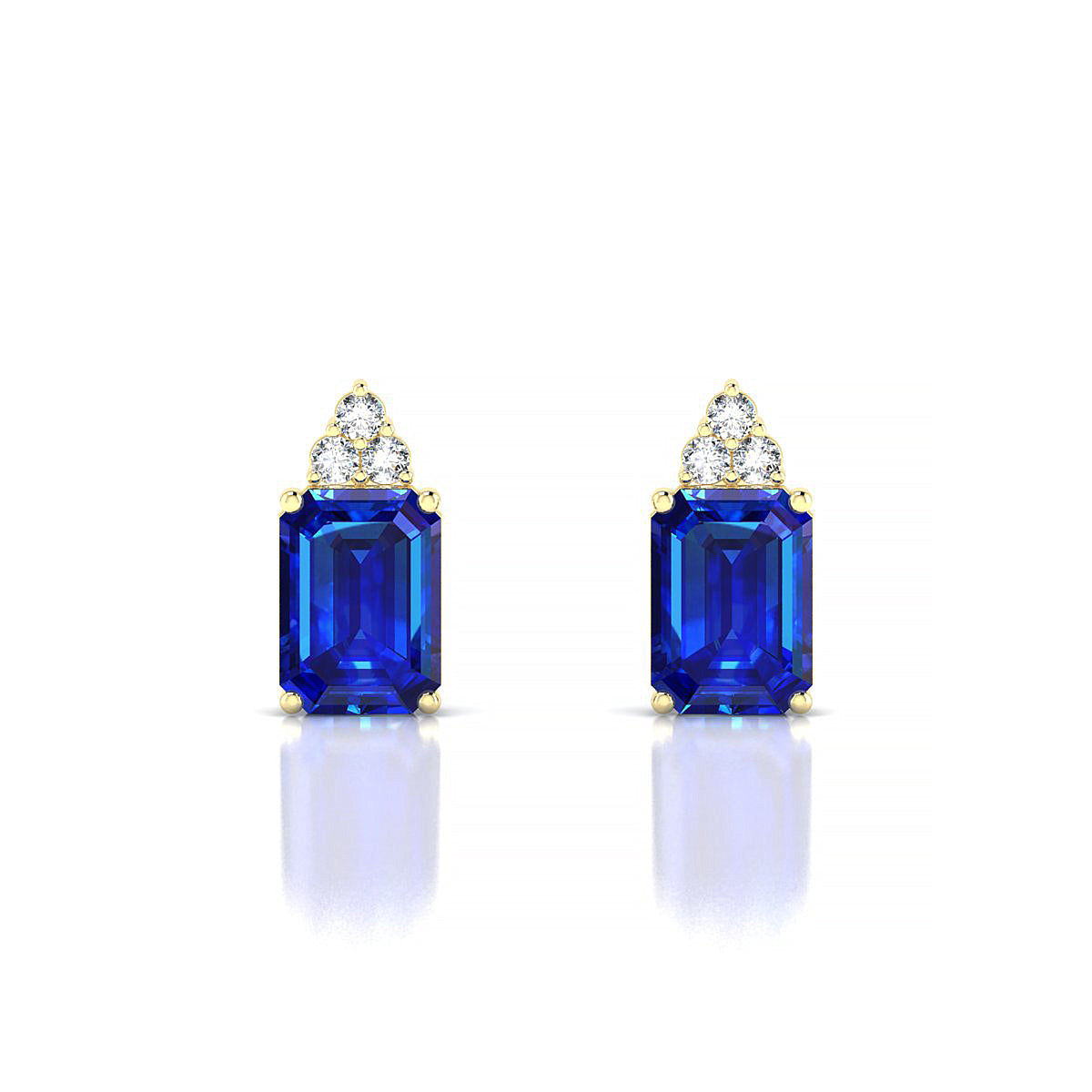 Mirage | 18k Yellow Gold 7 x 5 mm Emerald Sapphire Earrings