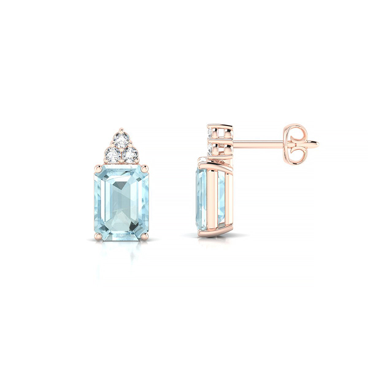 Mirage | 18k Rose Gold 7 x 5 mm Emerald Aquamarine Earrings