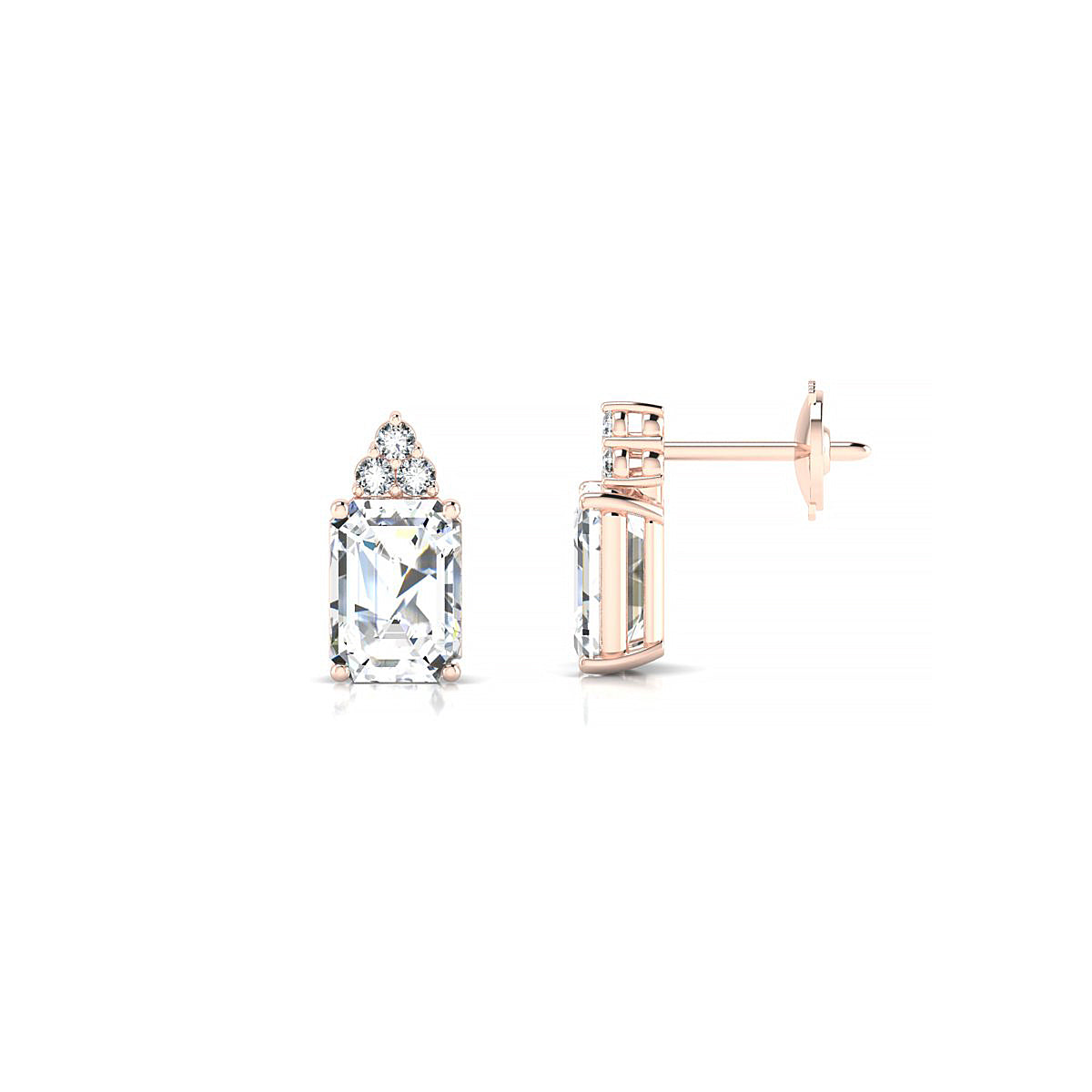 Mirage | 18k Rose Gold 7 x 5 mm Emerald Diamond Earrings