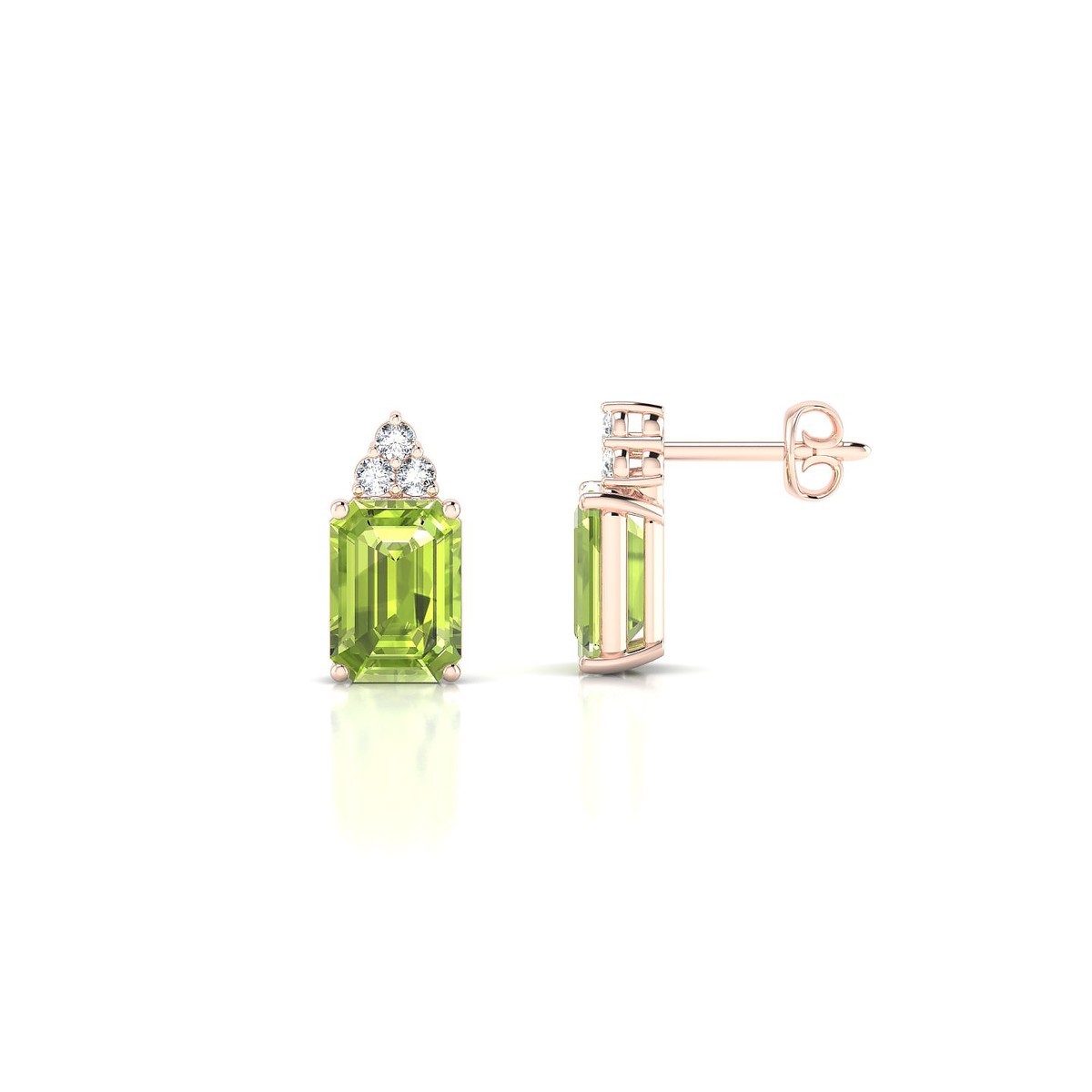 Mirage | 18k Rose Gold 7 x 5 mm Emerald Peridot Earrings