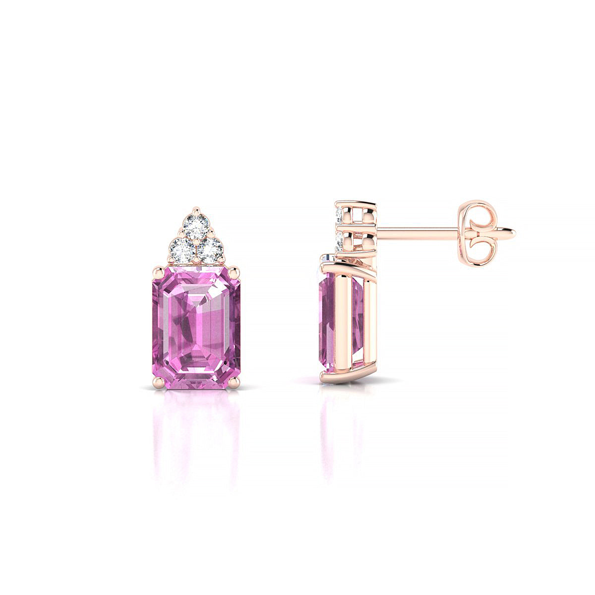 Mirage | 18k Rose Gold 7 x 5 mm Emerald Pink Sapphire Earrings