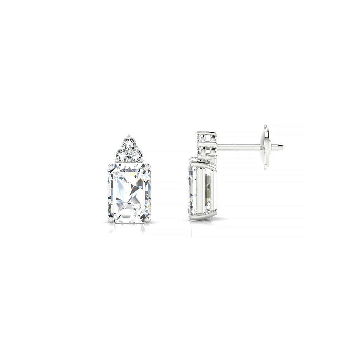 Mirage | 18k White Gold 7 x 5 mm Emerald Diamond Earrings