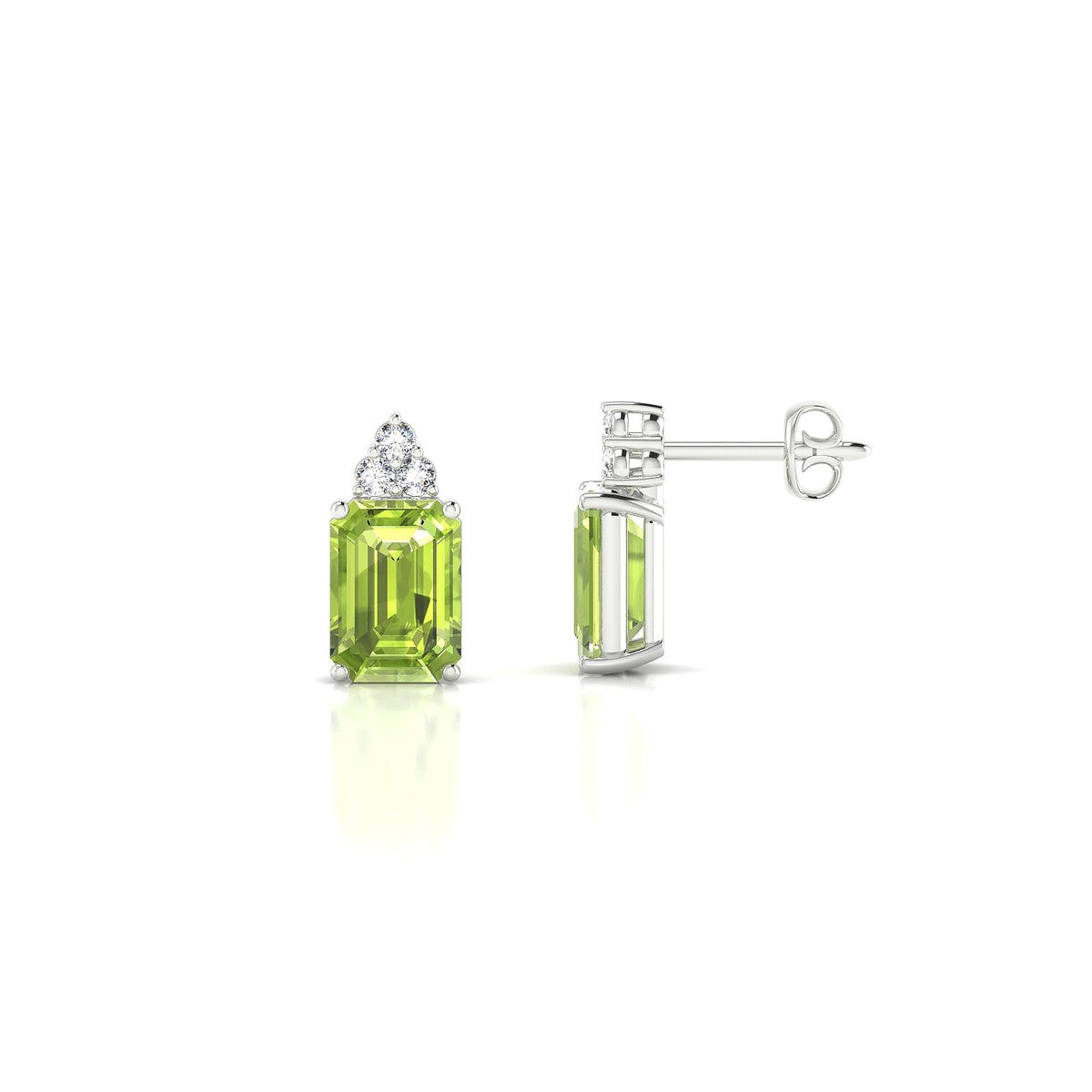 Mirage | 18k White Gold 7 x 5 mm Emerald Peridot Earrings