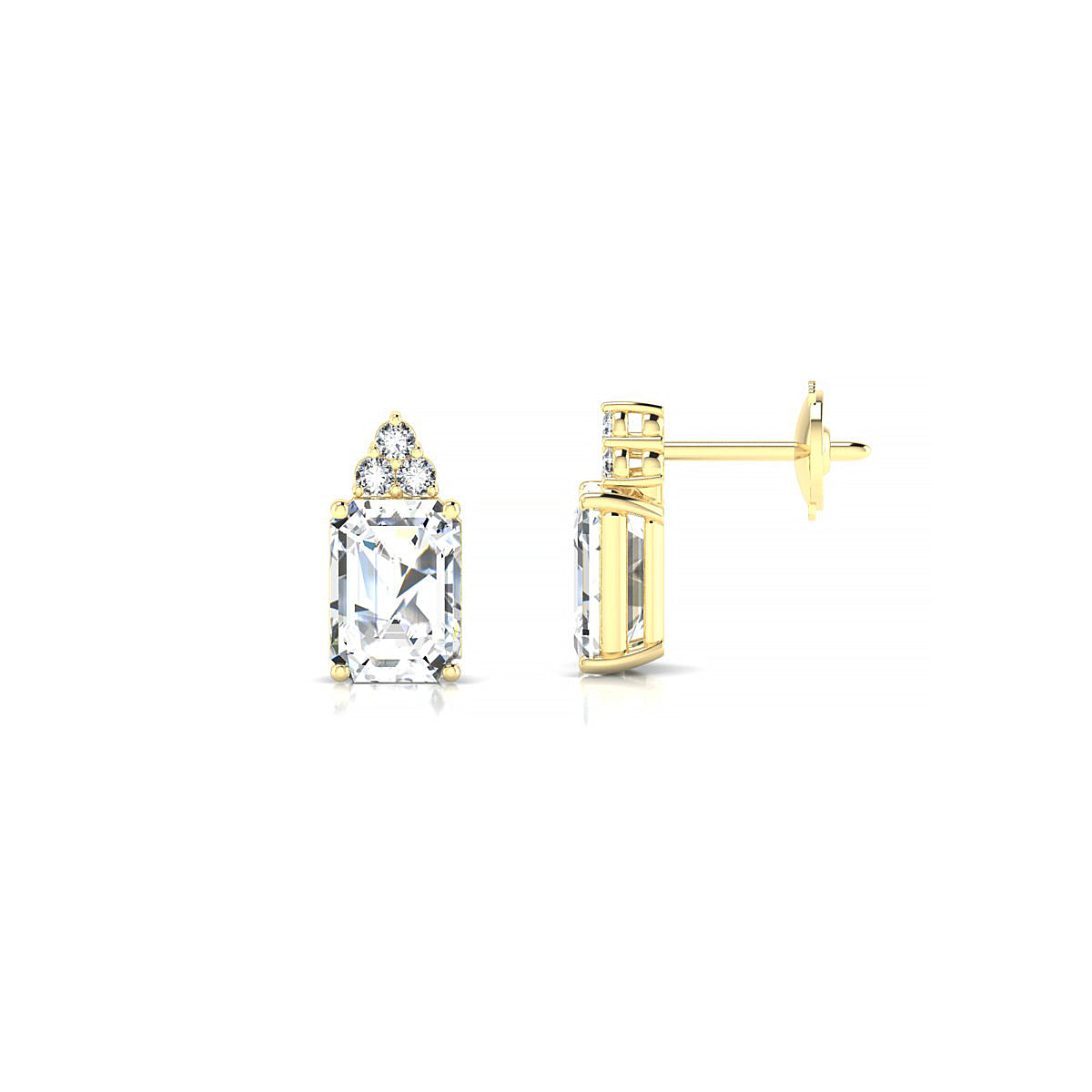 Mirage | 18k Yellow Gold 7 x 5 mm Emerald Diamond Earrings