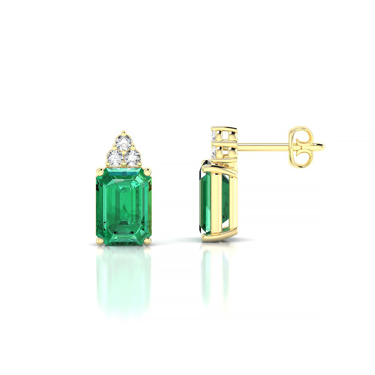 Mirage | 18k Yellow Gold 7 x 5 mm Emerald Emerald Earrings