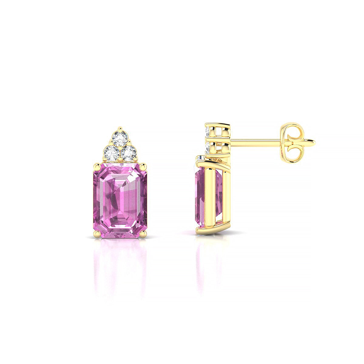 Mirage | 18k Yellow Gold 7 x 5 mm Emerald Pink Sapphire Earrings
