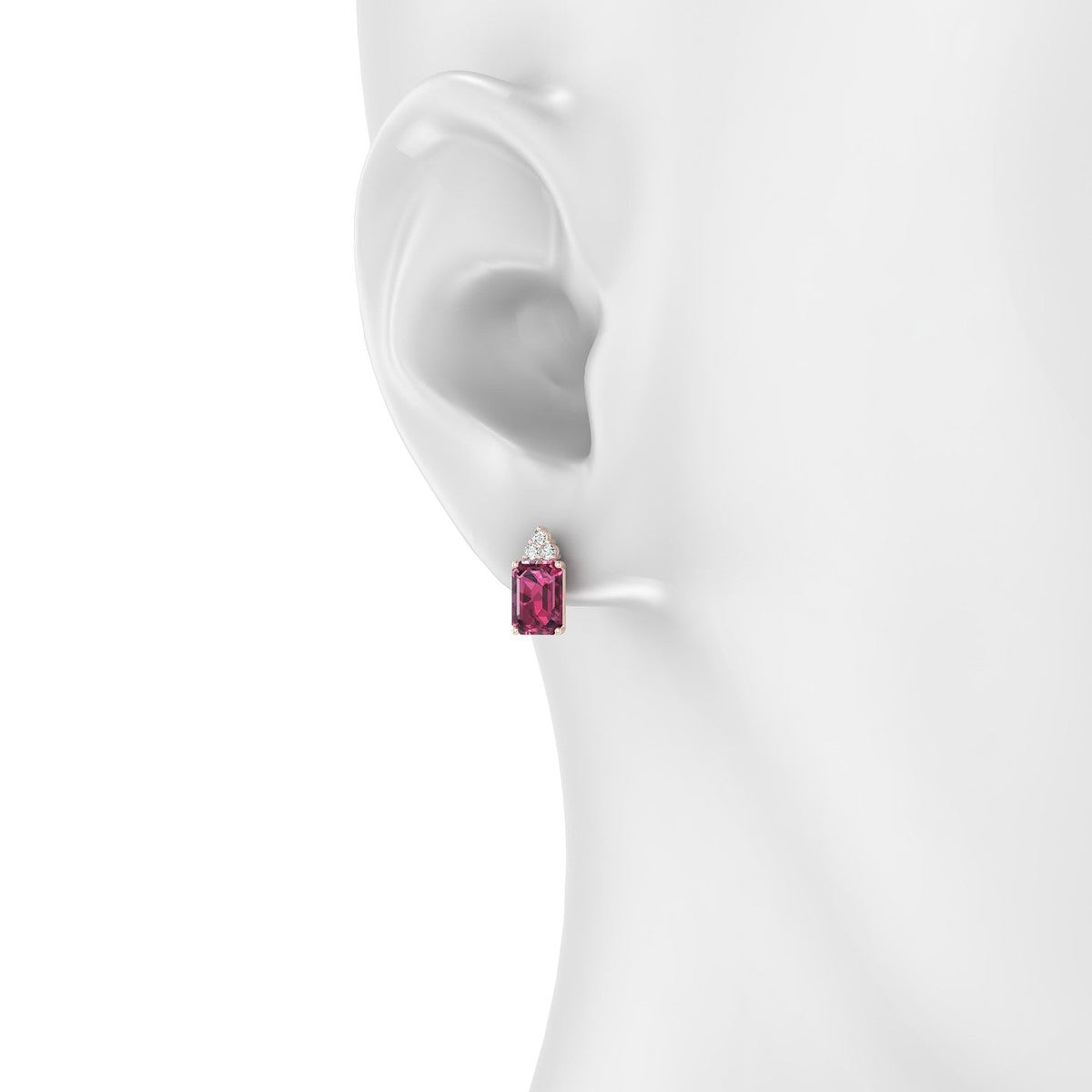Mirage | 18k Rose Gold 7 x 5 mm Emerald Rhodolite Earrings