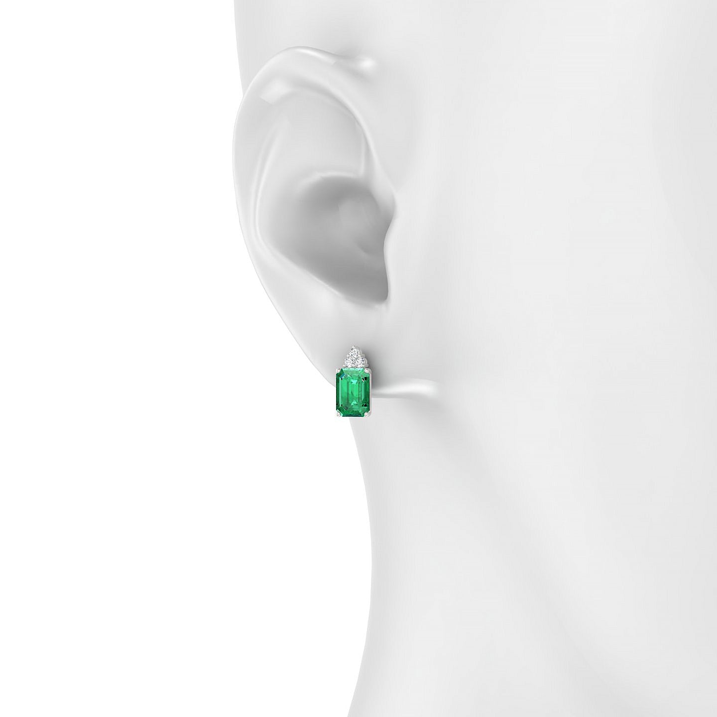 Mirage | 18k White Gold 7 x 5 mm Emerald Emerald Earrings