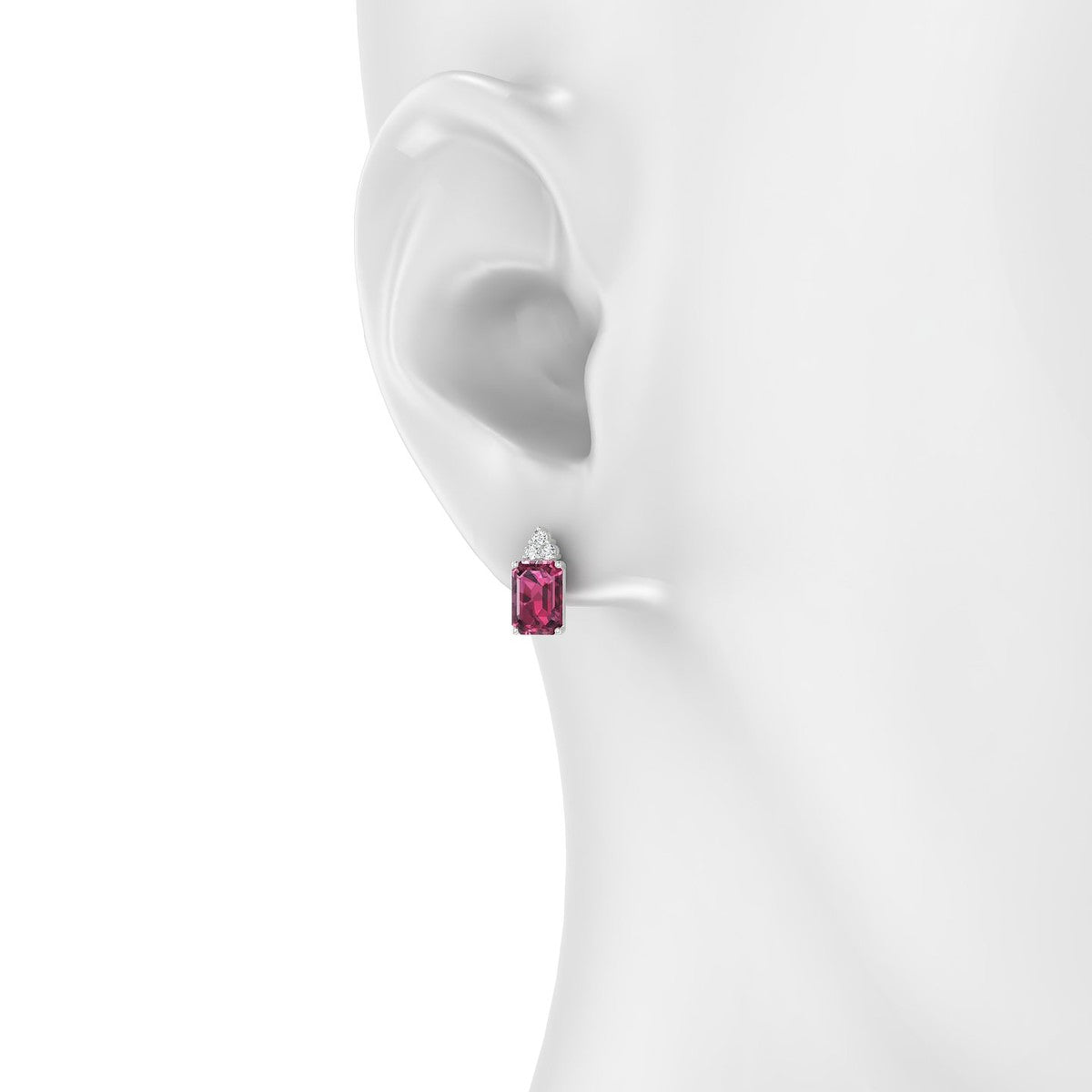 Mirage | 18k White Gold 7 x 5 mm Emerald Rhodolite Earrings