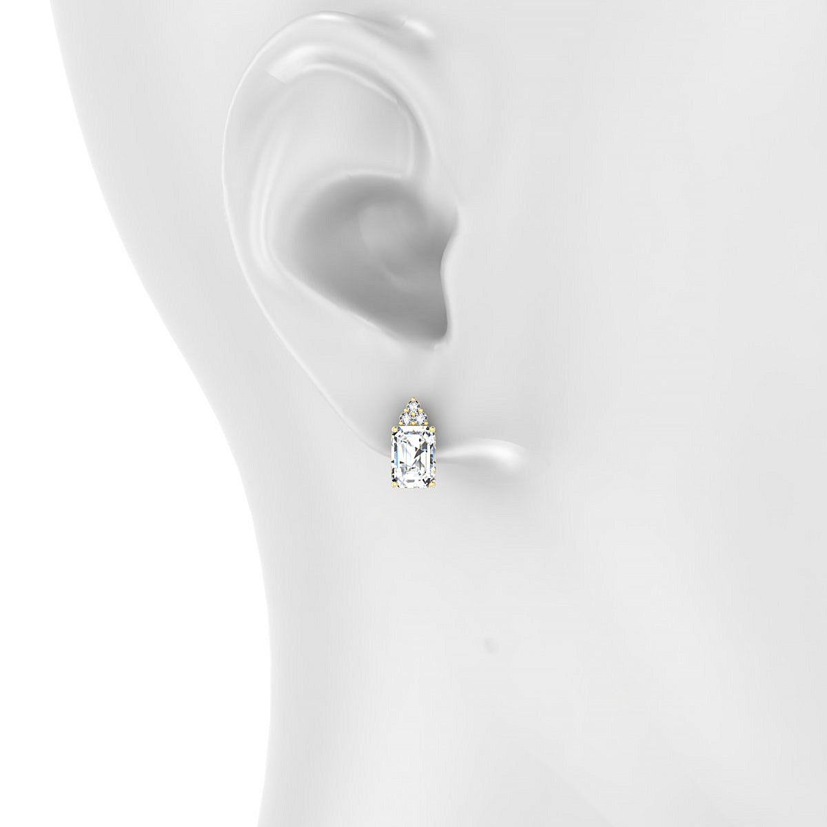 Mirage | 18k Yellow Gold 7 x 5 mm Emerald Diamond Earrings